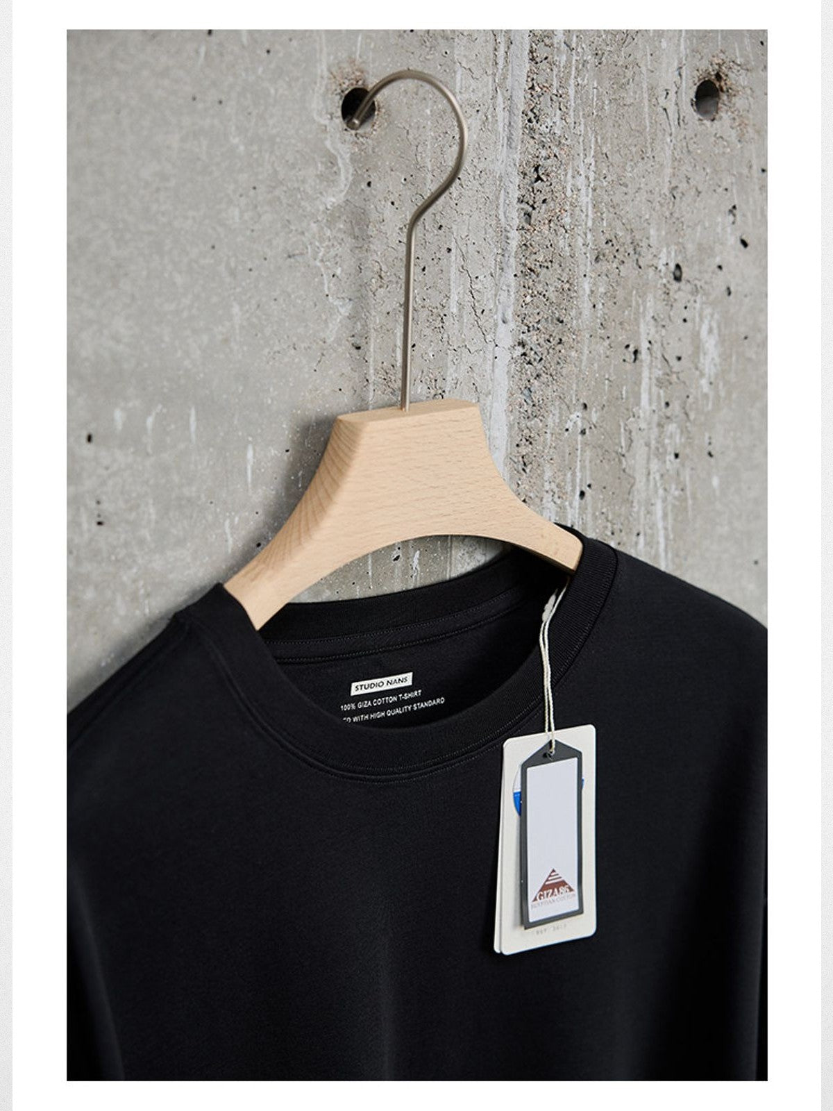 NANS Long Staple Cotton Long Sleeve T Shirt in Black - Detail