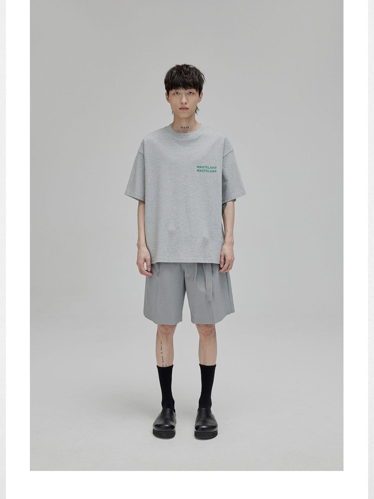 NANS Wilderness Parade Heavyweight T Shirt in Gray - On Model