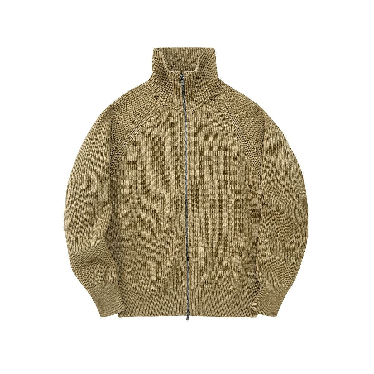 NANS Heavyweight Raglan Zip Cardigan in Beige