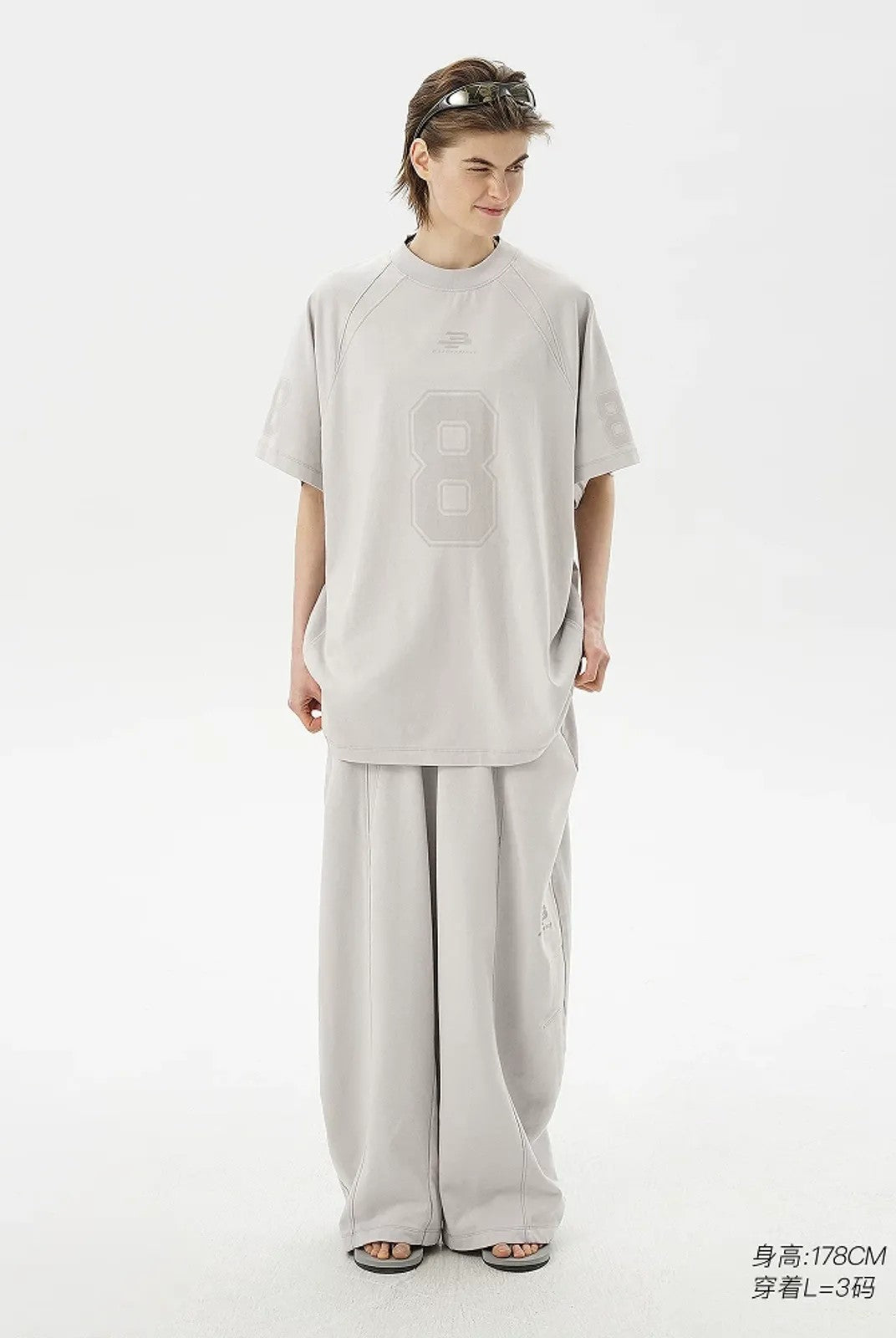 MASONPRINCE Combed Cotton No 8 Jersey Tee in White - On Model