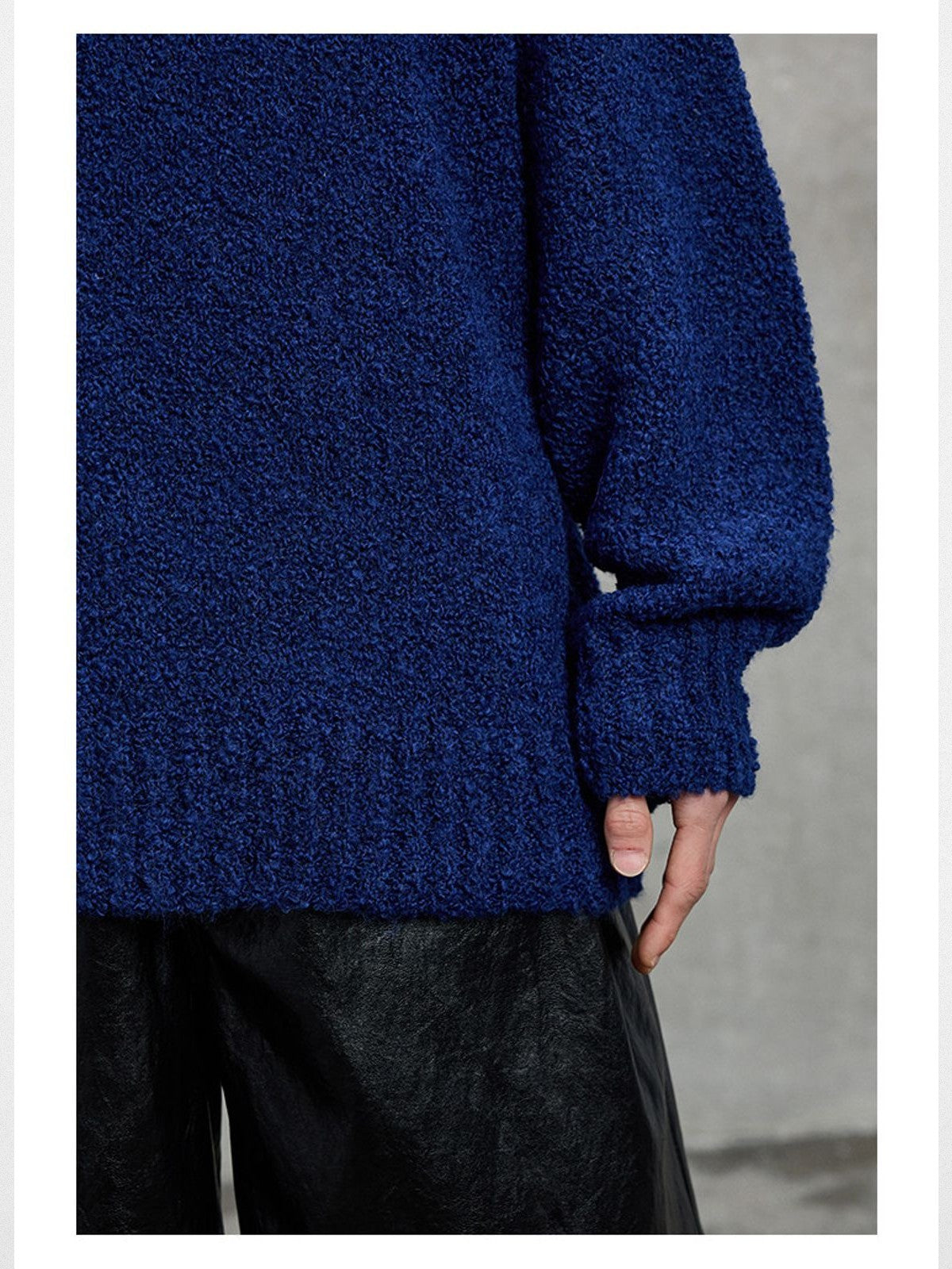 NANS Alpaca Blend Boucl Knit Polo in Blue - Detail