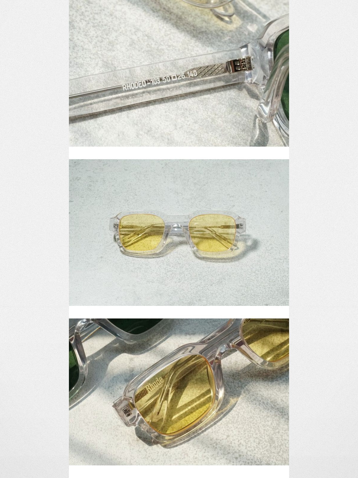 FUTURE UPDATE Rectangular Acetate Sunglasses in Yellow - Detail