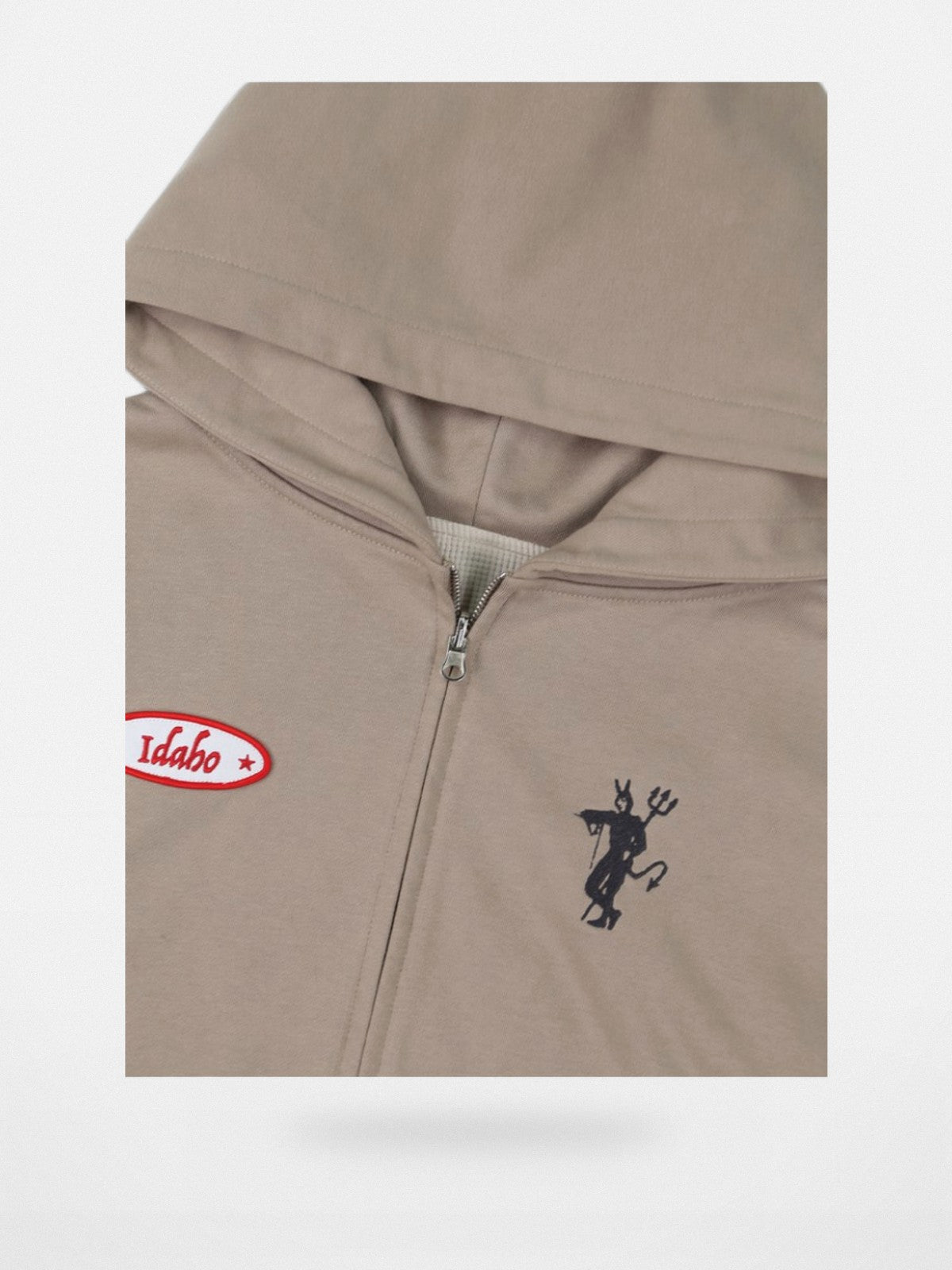 SOD Reversible Rhinestone Zip Hoodie in Beige - Detail