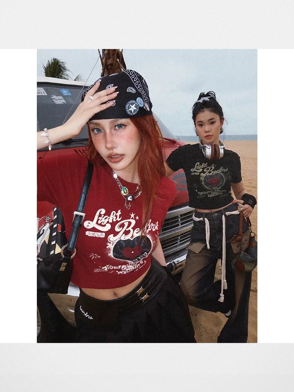 BeerBro Vinyl Print Cropped Baby Tee