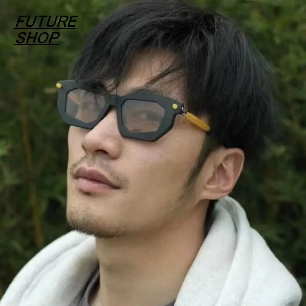 FUTURE UPDATE Geometric Acetate Sunglasses in Orange - On Model