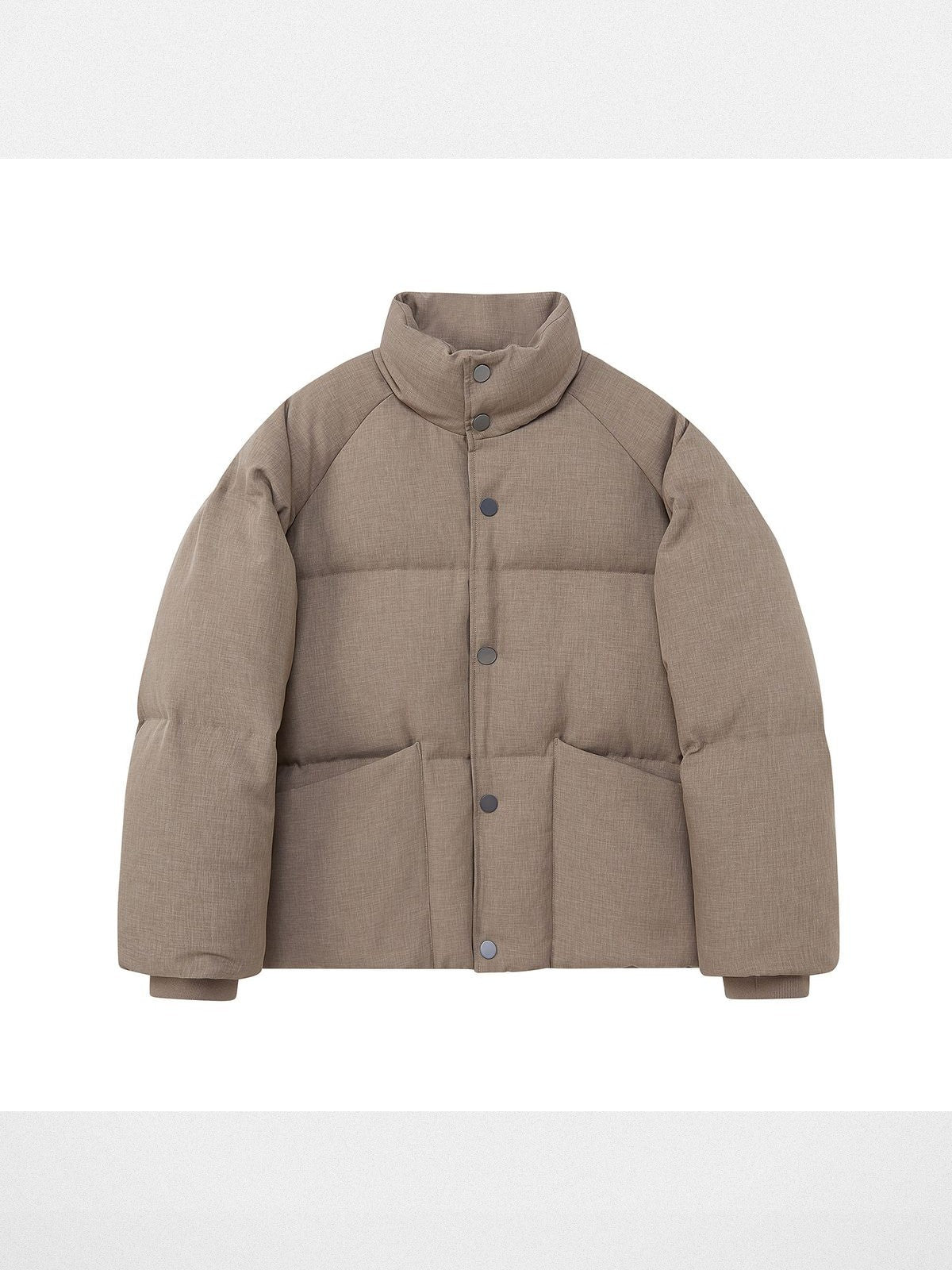 NANS Wool Touch High Neck Down Puffer in Beige