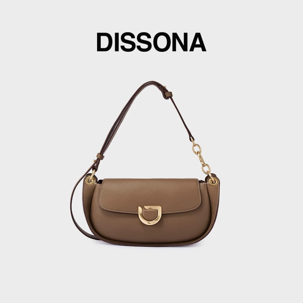 DISSONA Leather Crossbody Saddle Bag in Gray