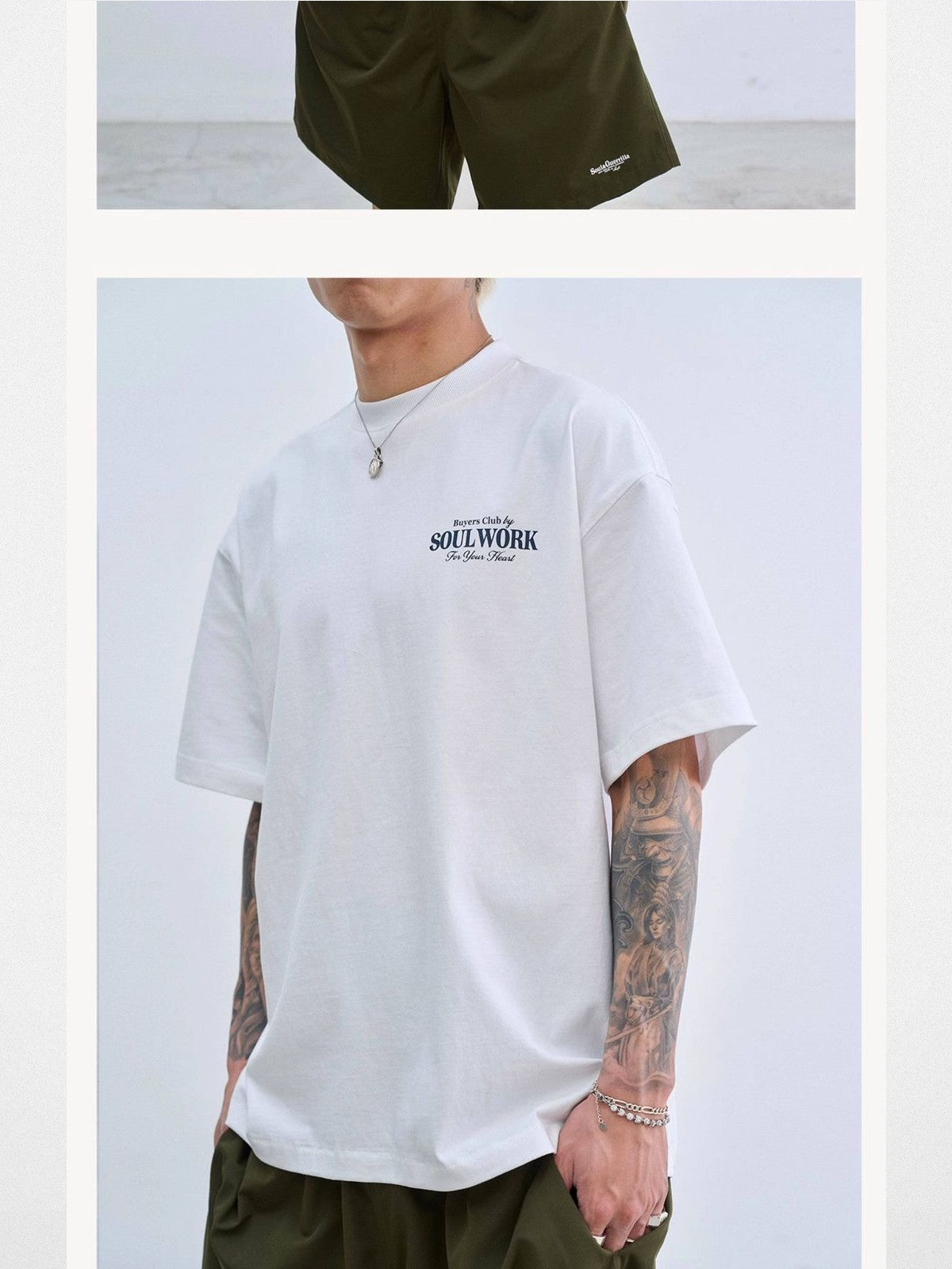 SWFI Heavyweight Cotton Logo T Shirt in White - On Model