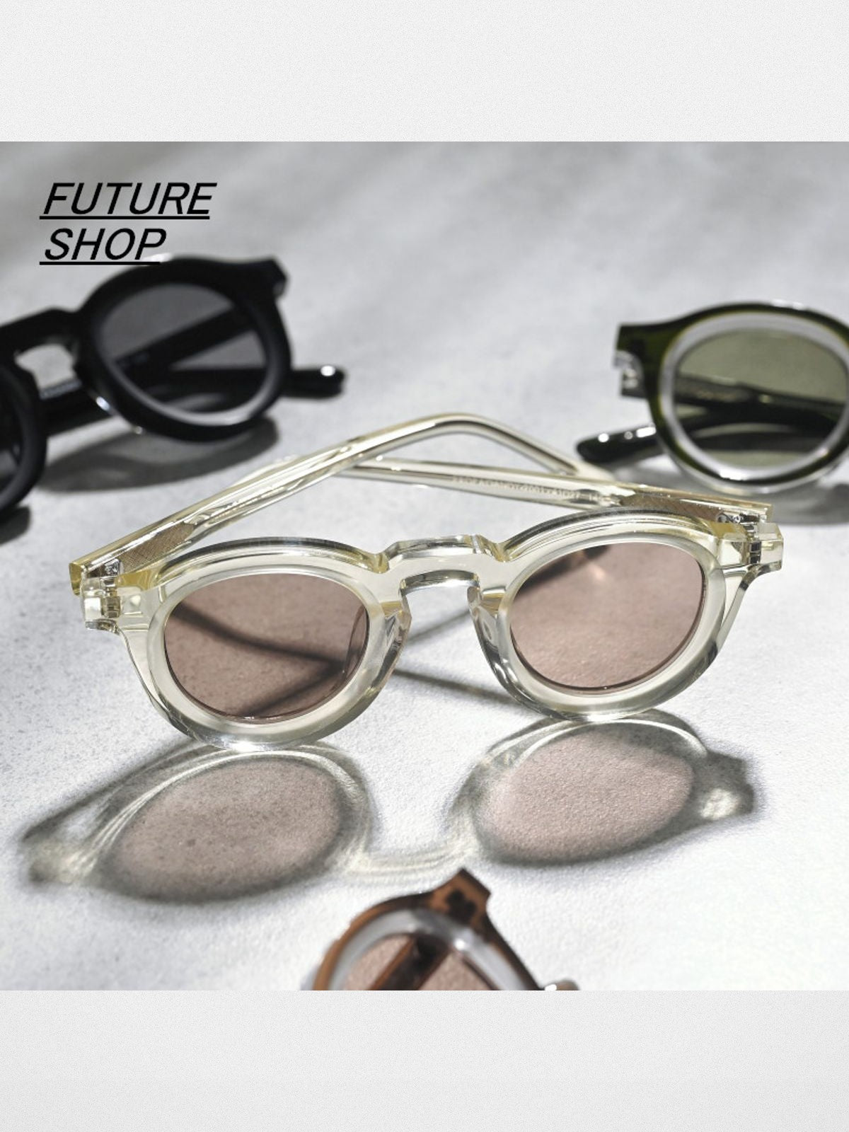 FUTURE UPDATE Round Acetate Sunglasses in Cream