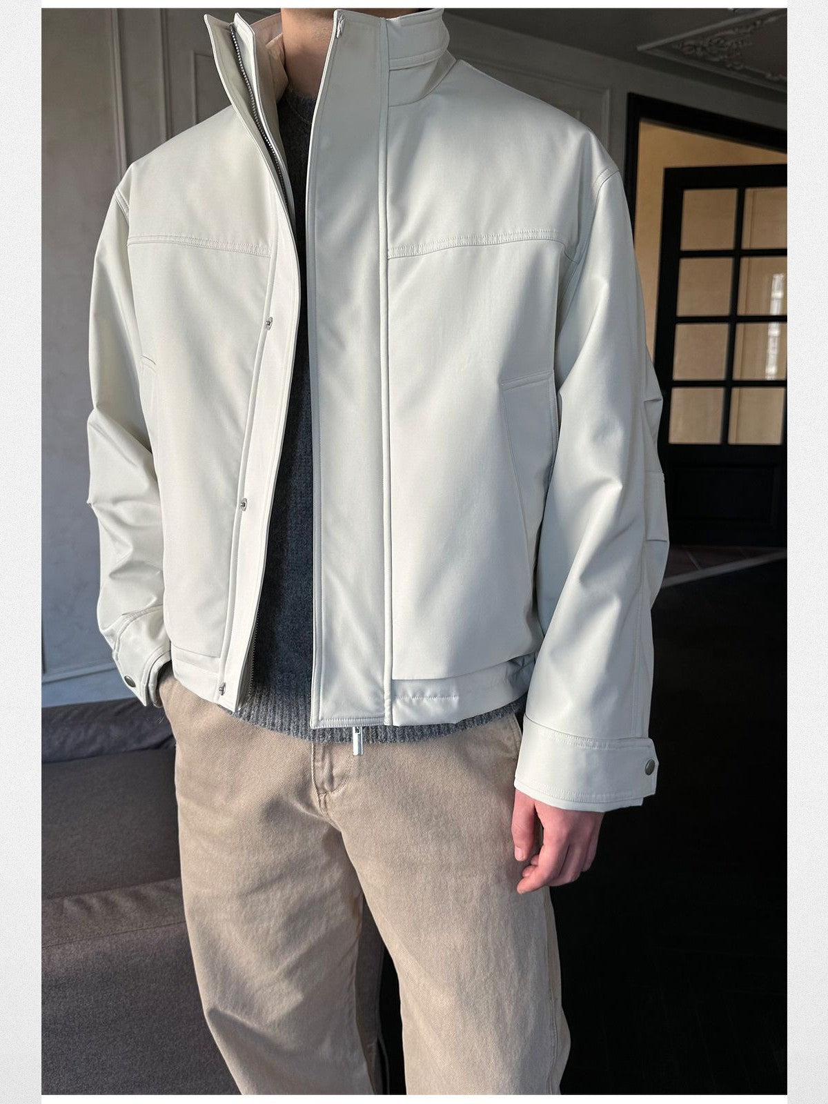 Roolrren Homme 3 Proof Tech Shell Down Vest in Gray - On Model