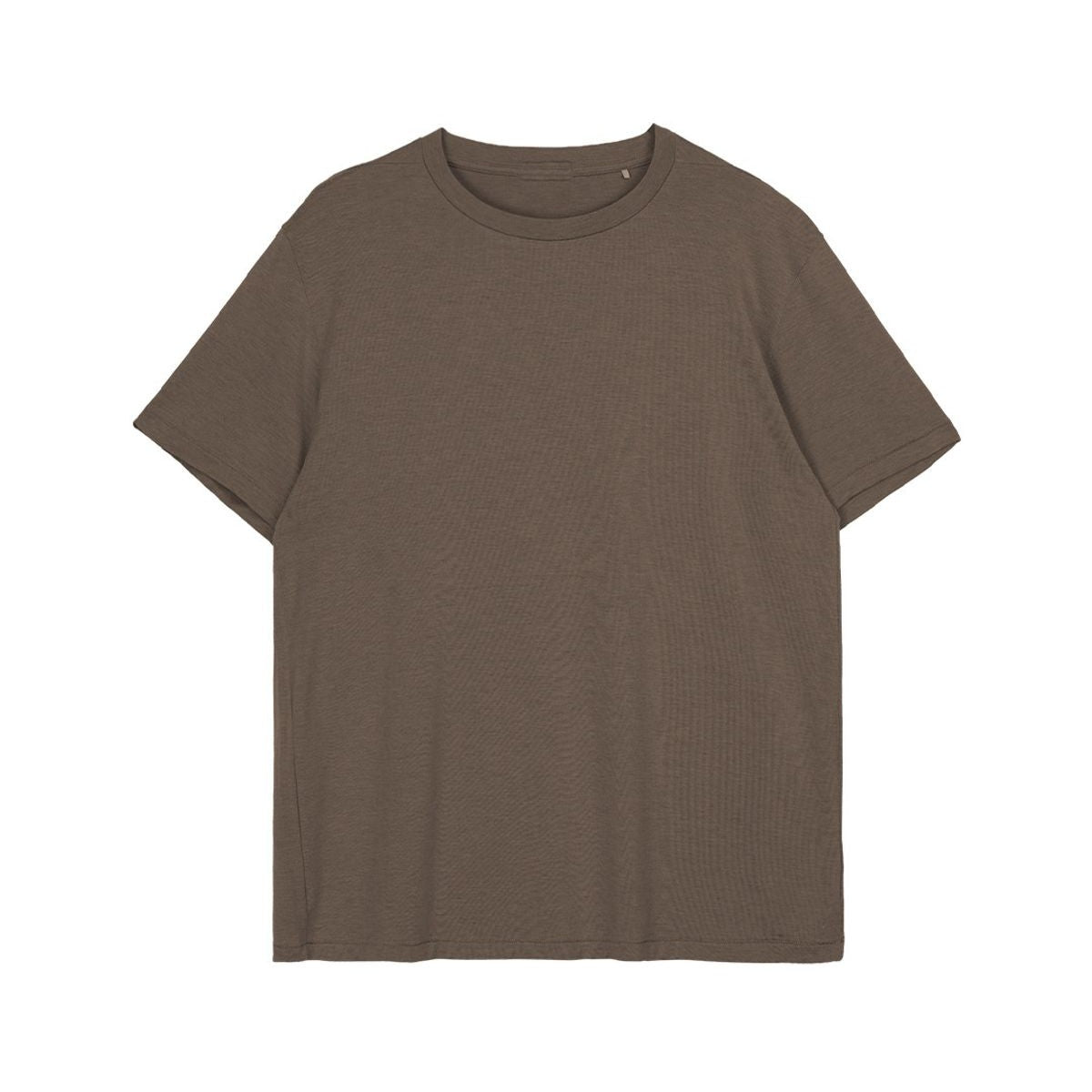 Simple Project Merino Wool Blend Crew T Shirt in Brown