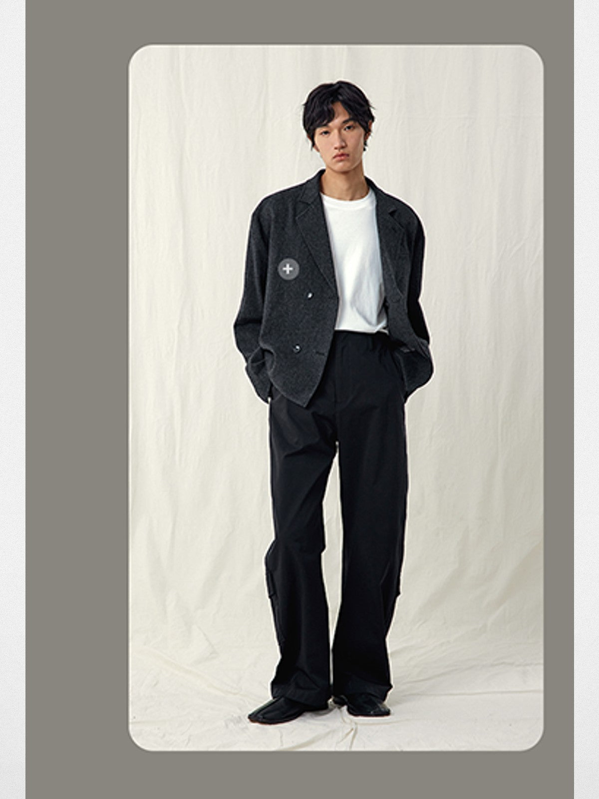 ROYA High Twist Cotton Long Sleeve Tee in White - On Model