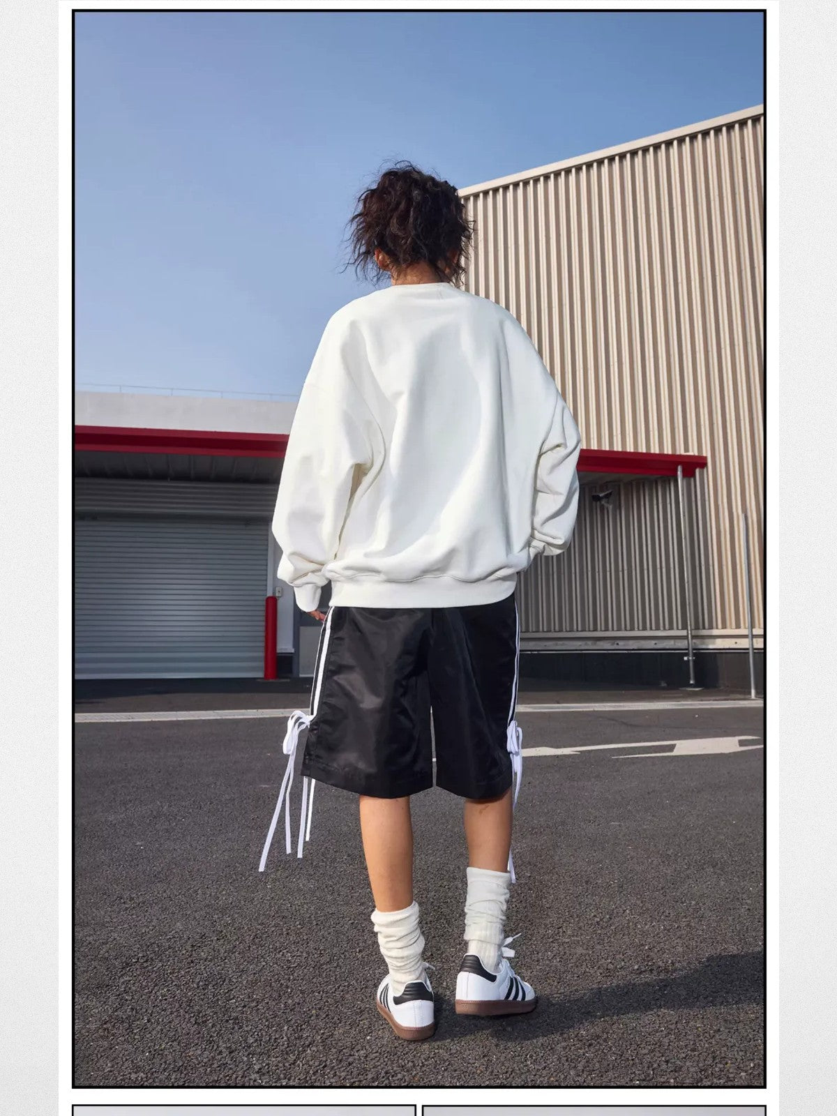 MEDM Cotton Blend Logo Crewneck in White - On Model