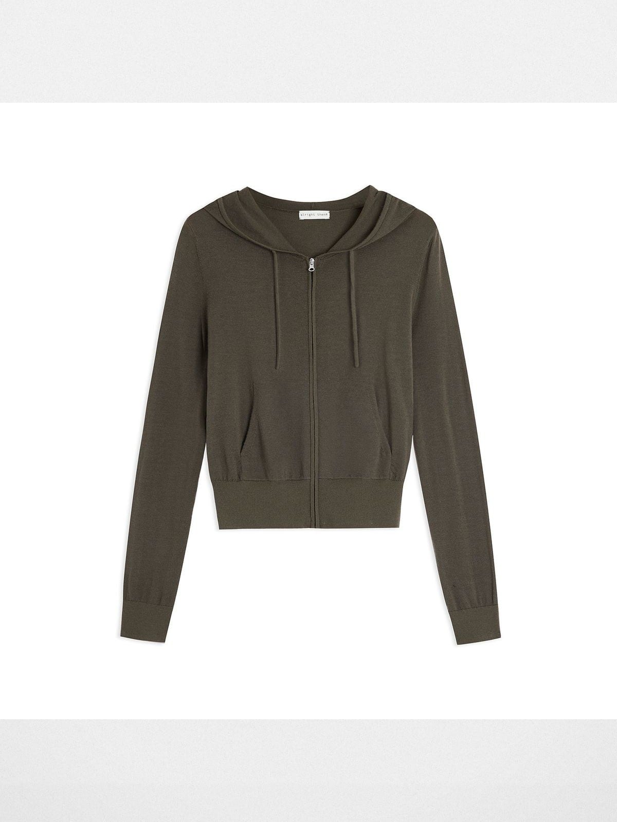 Alright then Zip Up Merino Wool Hoodie in Olive