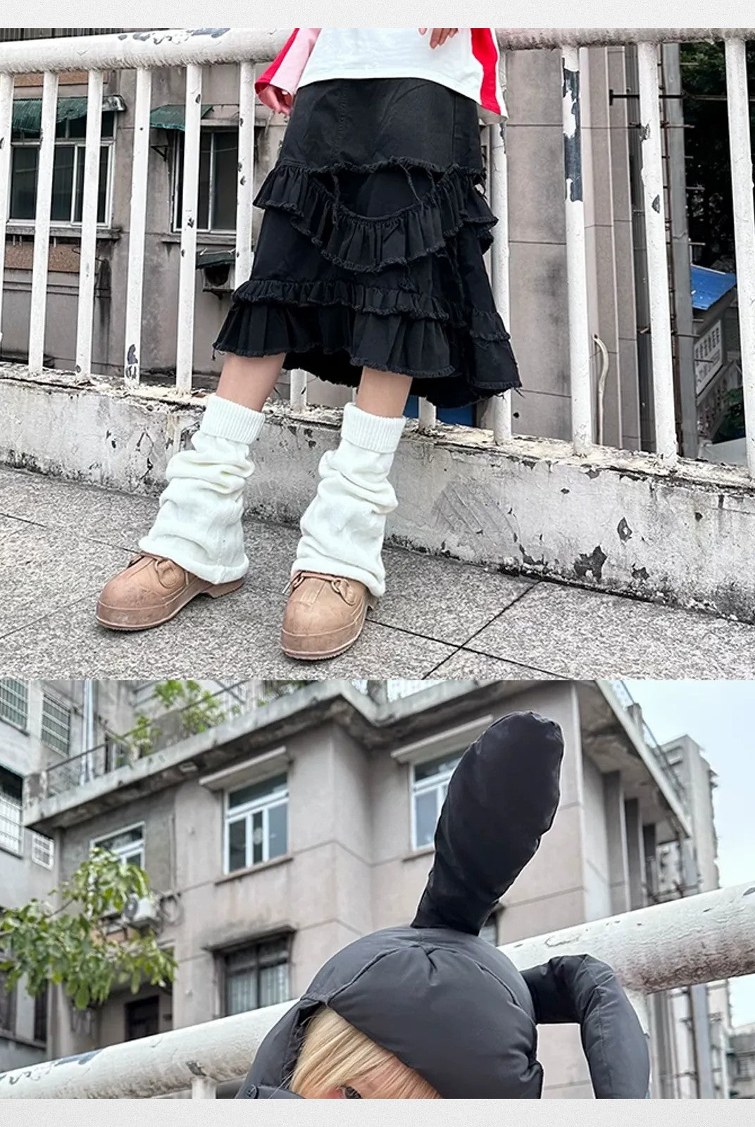 CFIERCE Padded Bunny Ear Helmet in Black - On Model