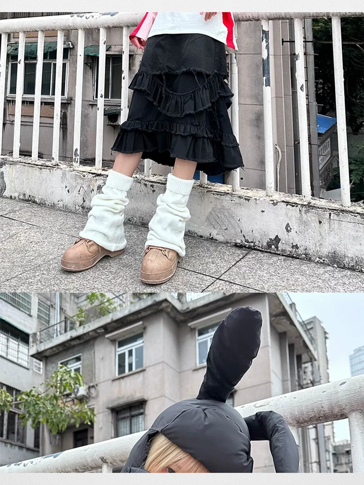 CFIERCE Padded Bunny Ear Helmet in Black - On Model