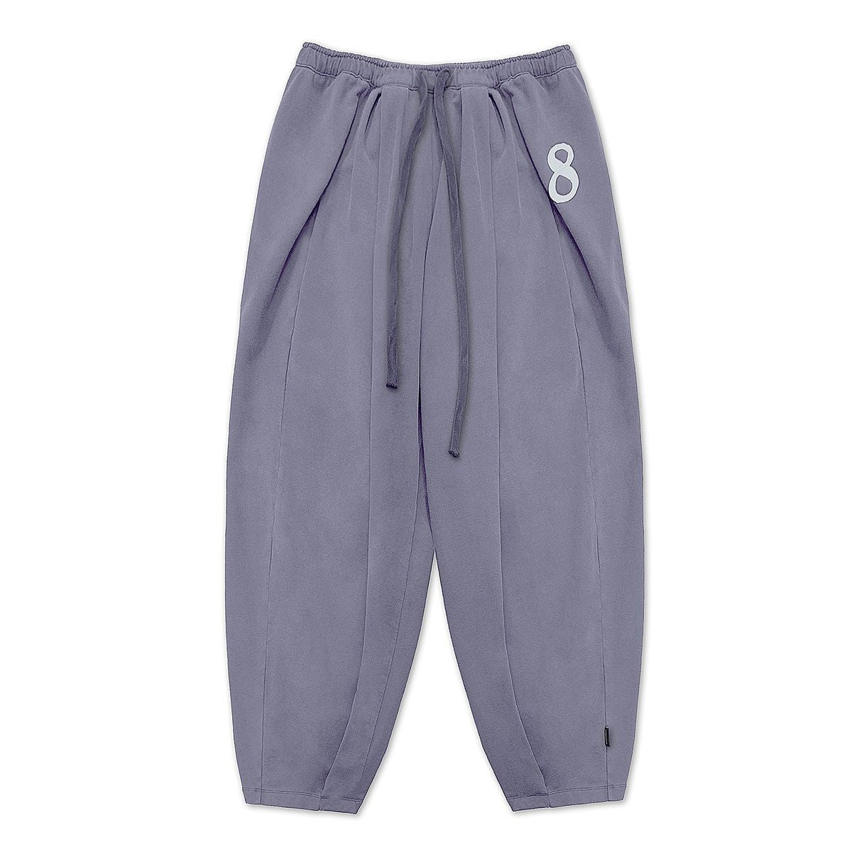 MASONPRINCE Pleated No 8 Patch Sweatpants in Purple