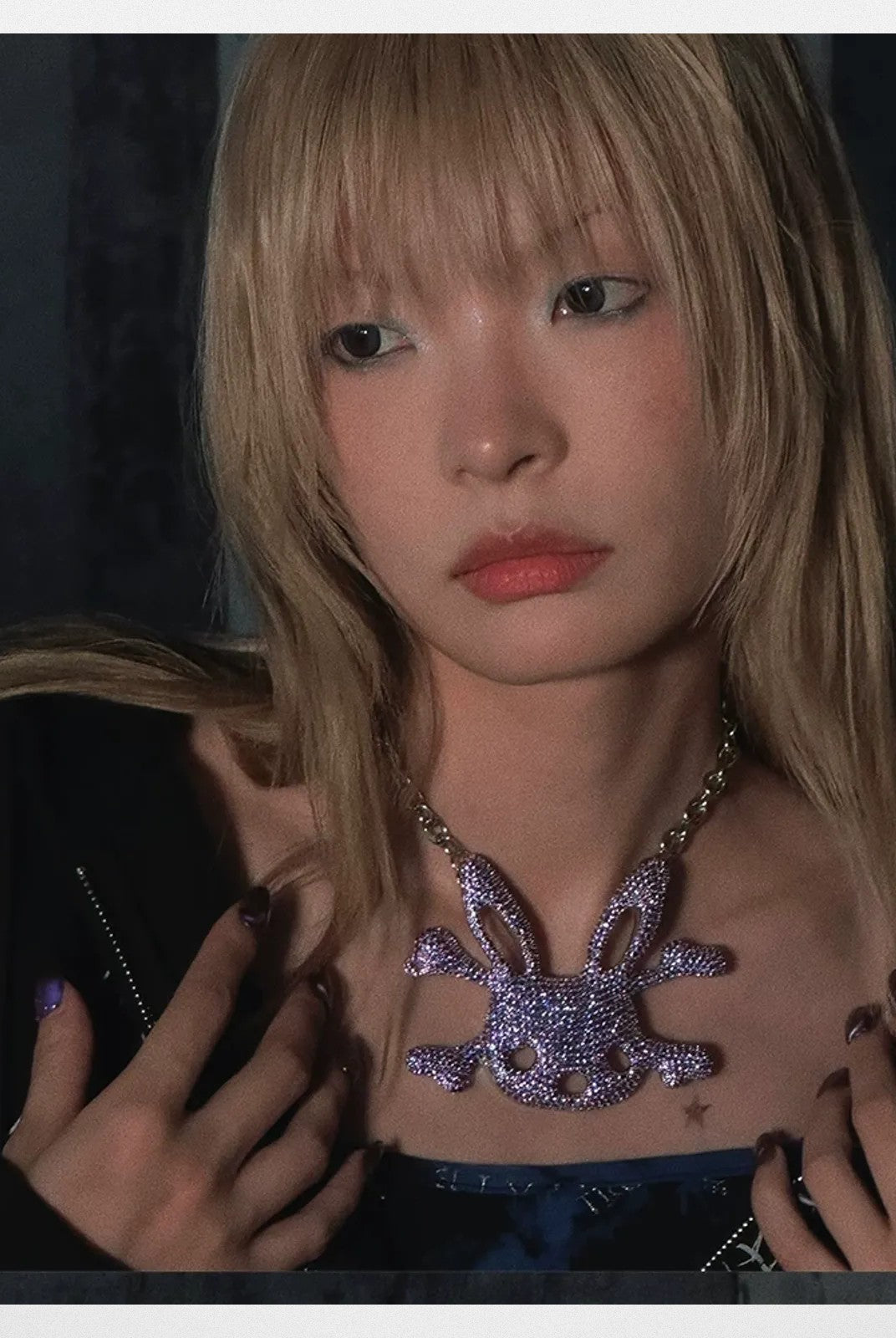 CFIERCE Rabbit Skull Necklace in Lavender - Lifestyle