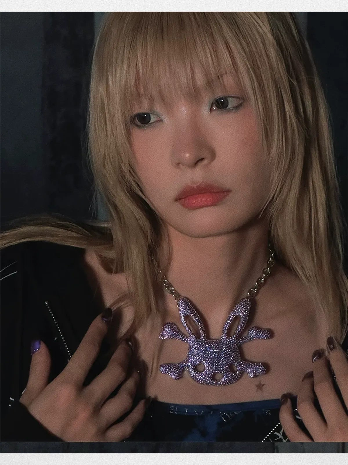 CFIERCE Rabbit Skull Necklace in Lavender - Lifestyle