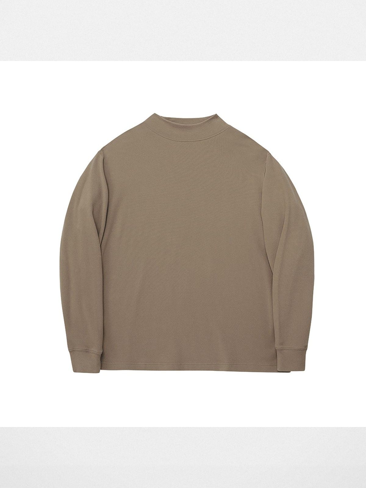 Nans Double Sided Fleece High Neck Tee in Beige
