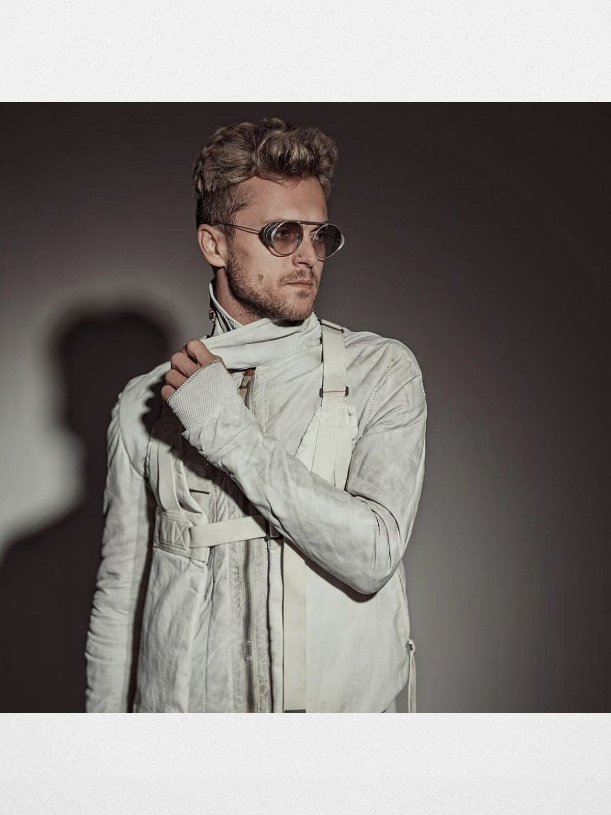 FUTURE UPDATE Detachable Side Shield Sunglasses in Yellow - On Model