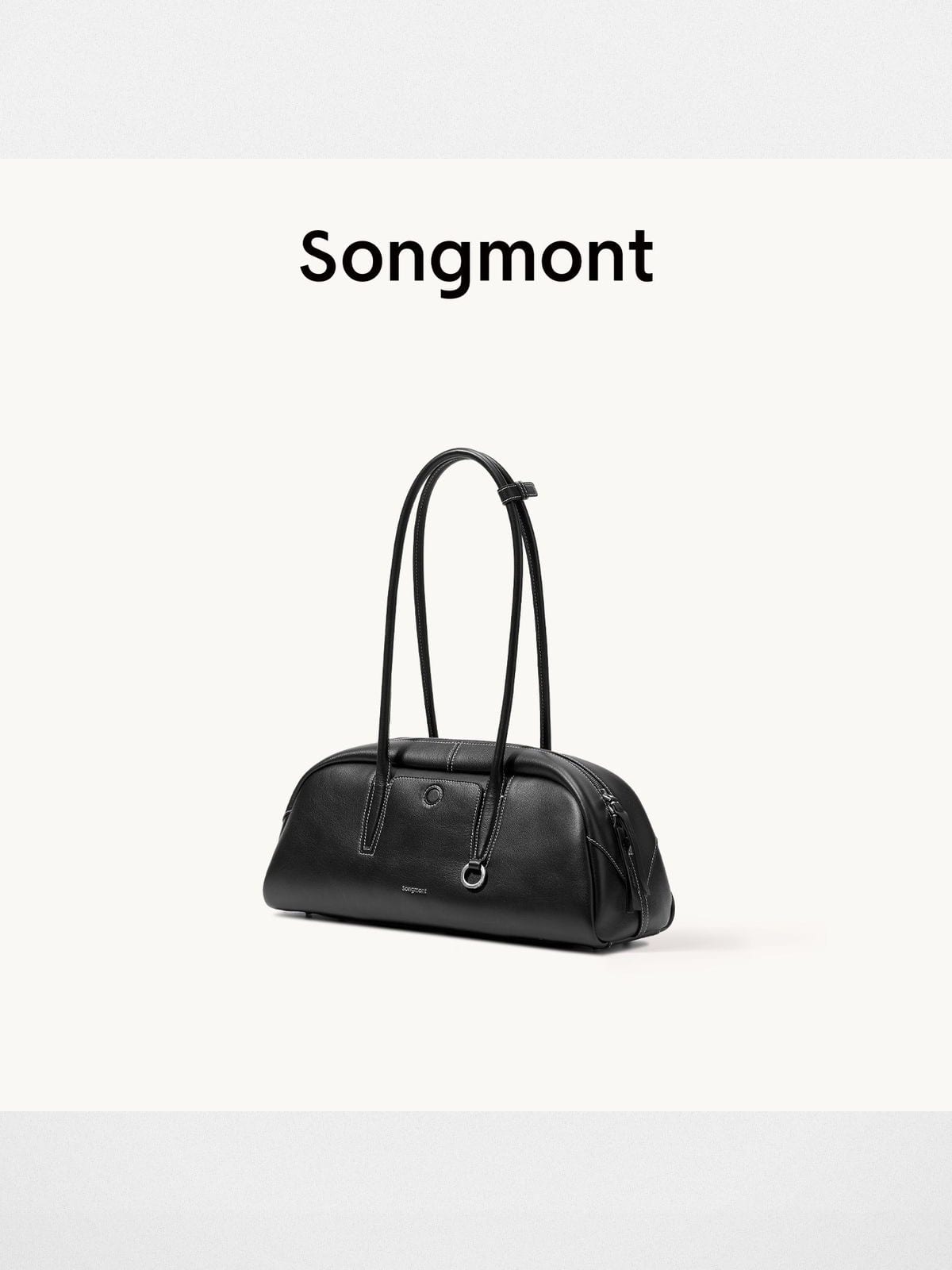Songmont Small Nappa Leather Bowling Bag in Black