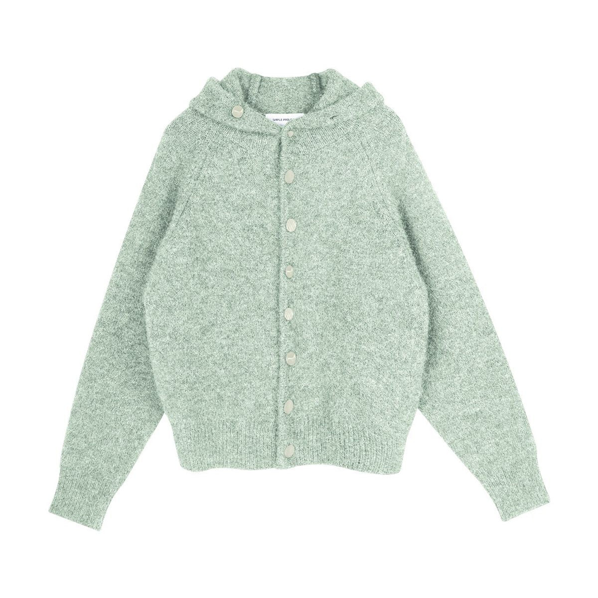 Simple Project Hooded Wool Blend Cardigan in Mint