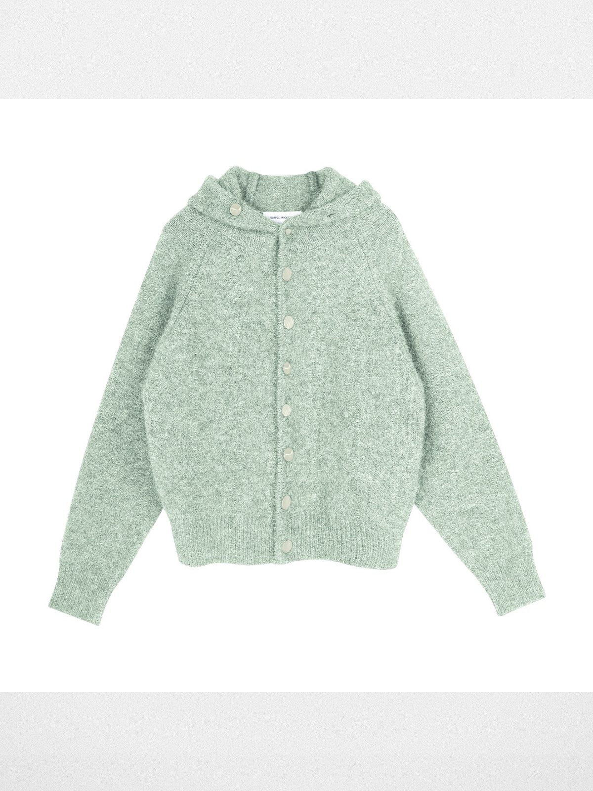 Simple Project Hooded Wool Blend Cardigan in Mint