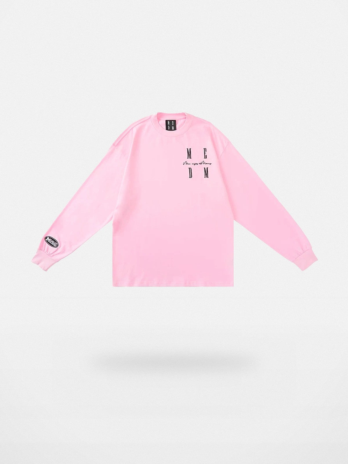 MEDM Embroidered Logo Long Sleeve Tee in Gray