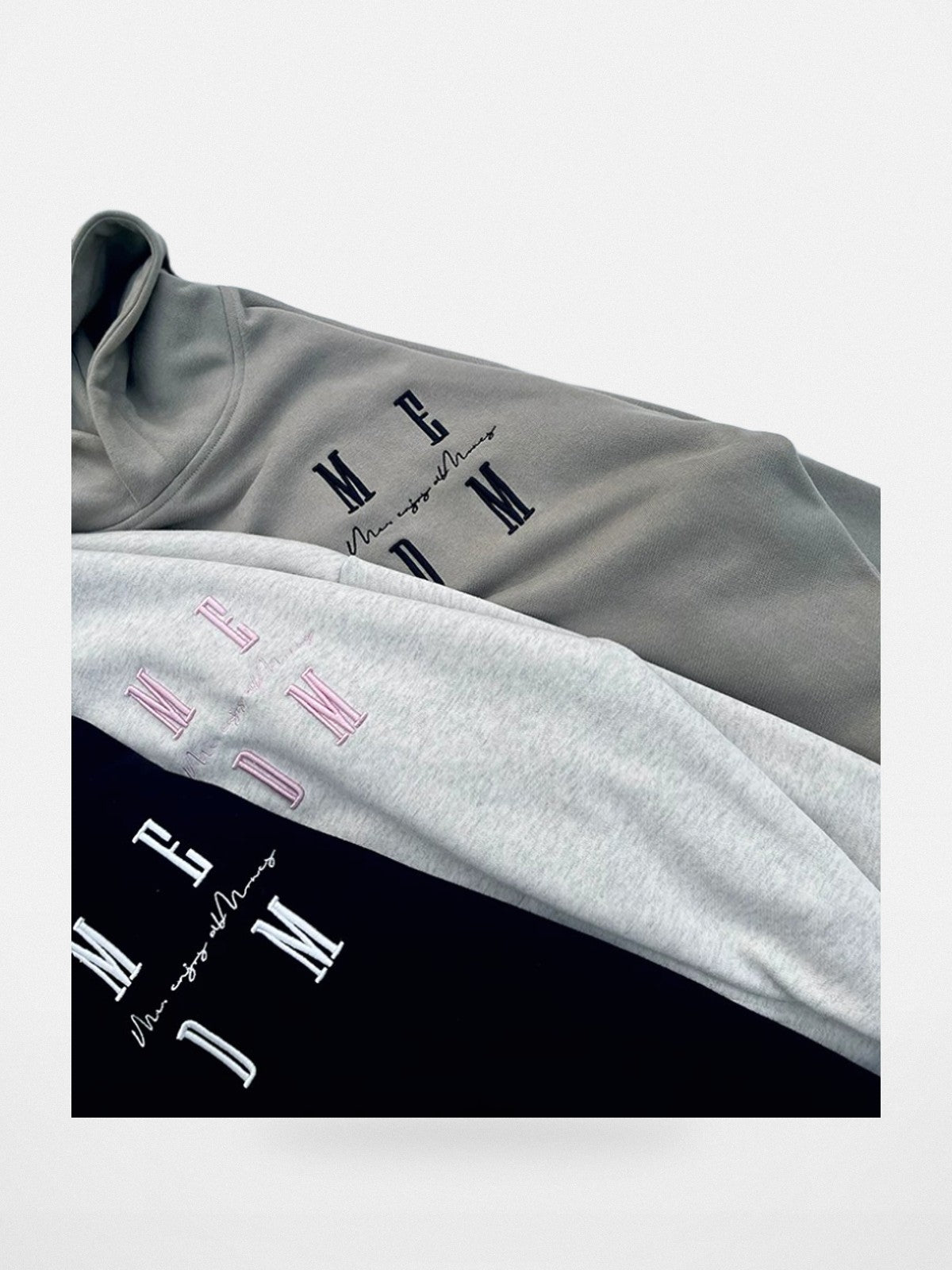 MEDM Embroidered Logo Hoodie in Beige