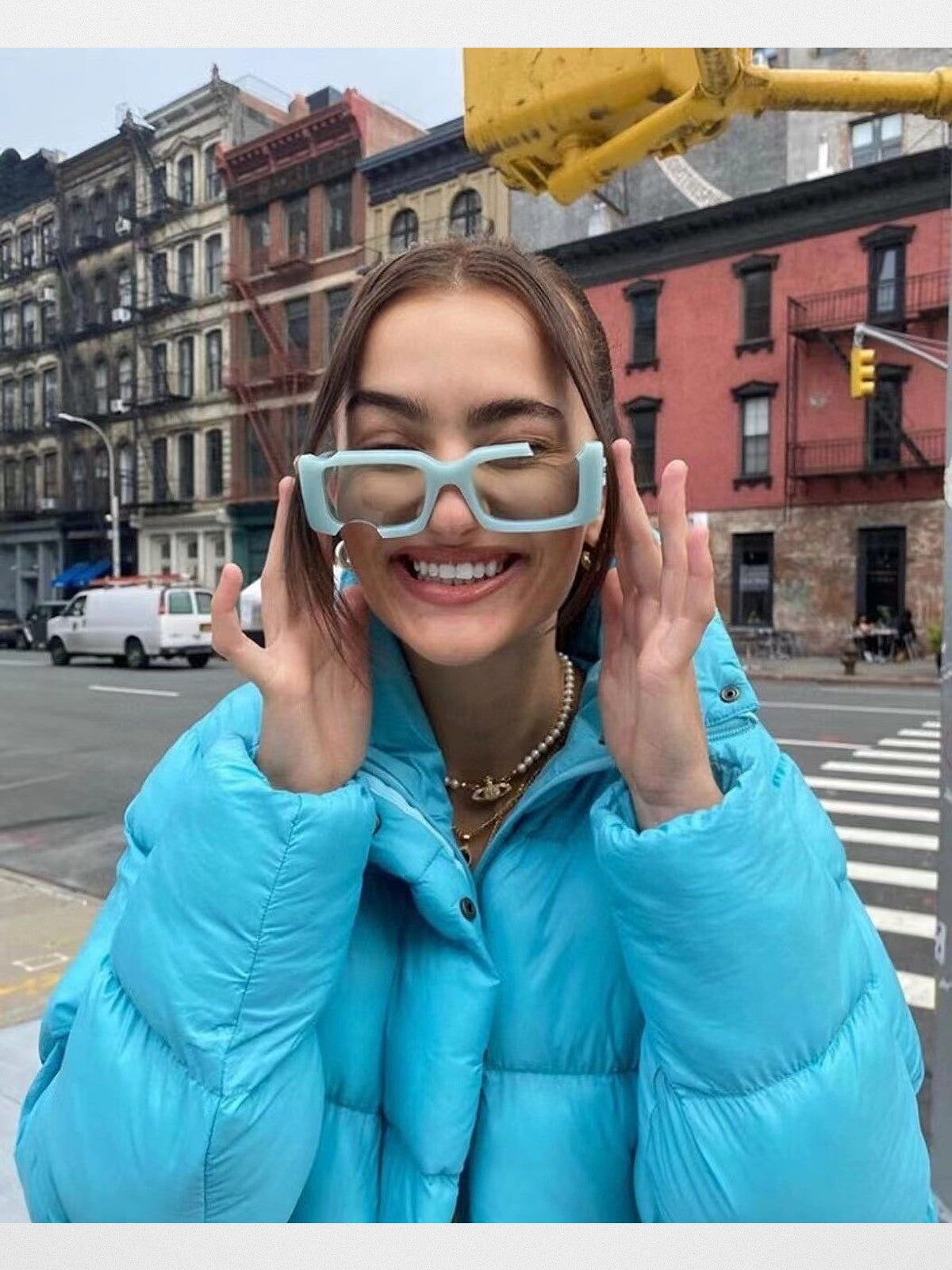 FUTURE UPDATE Cut Out Acetate Sunglasses in Mint - Lifestyle