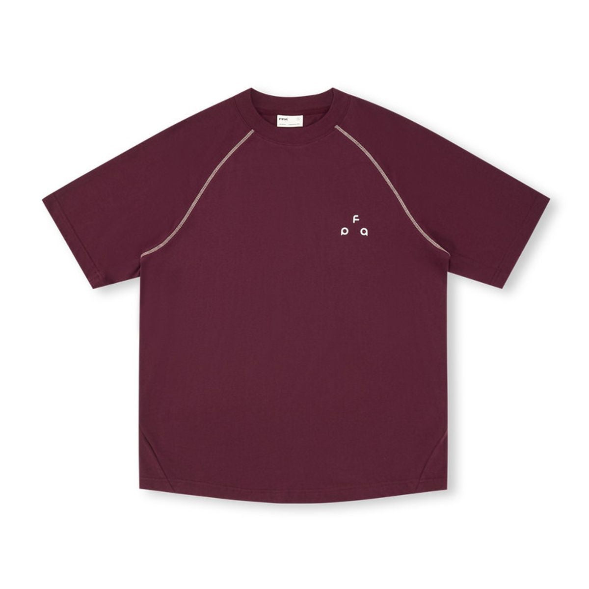 FPA Contrast Stitch Antibacterial T Shirt in Burgundy