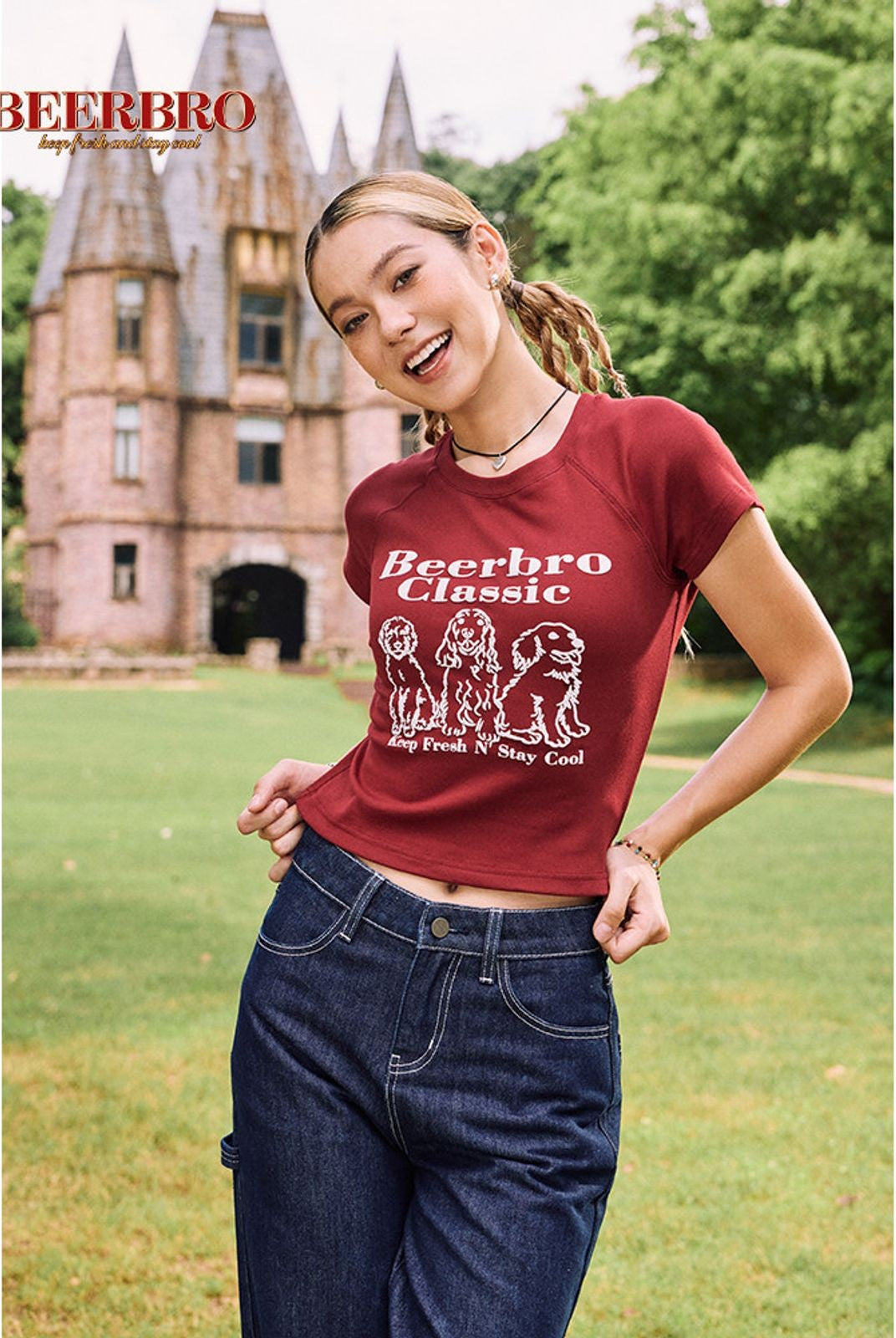 BeerBro Puff Print Puppy Baby Tee in White