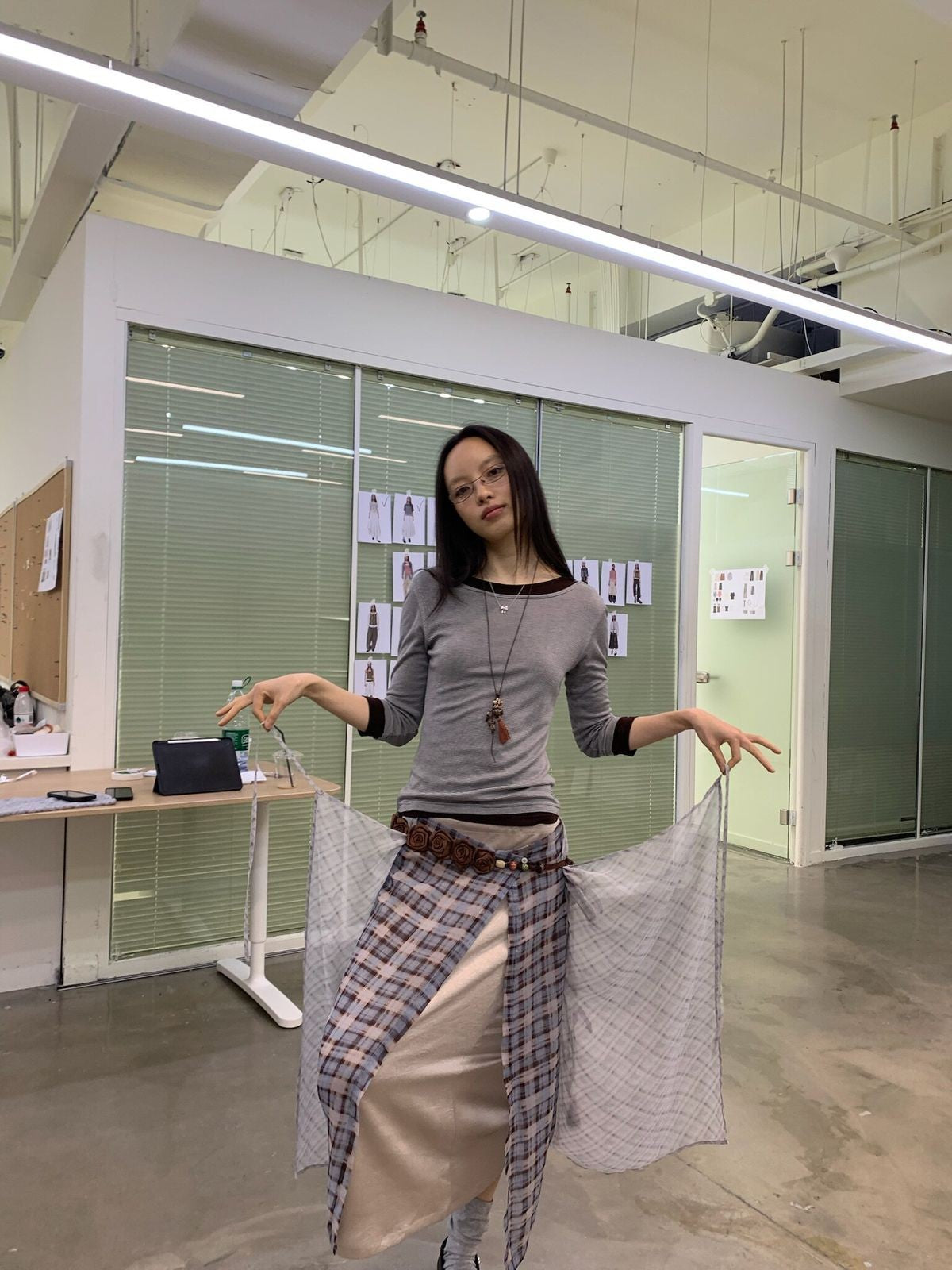 NeverSeez Tencel Wool Blend 3 4 Sleeve Top in Brown - On Model