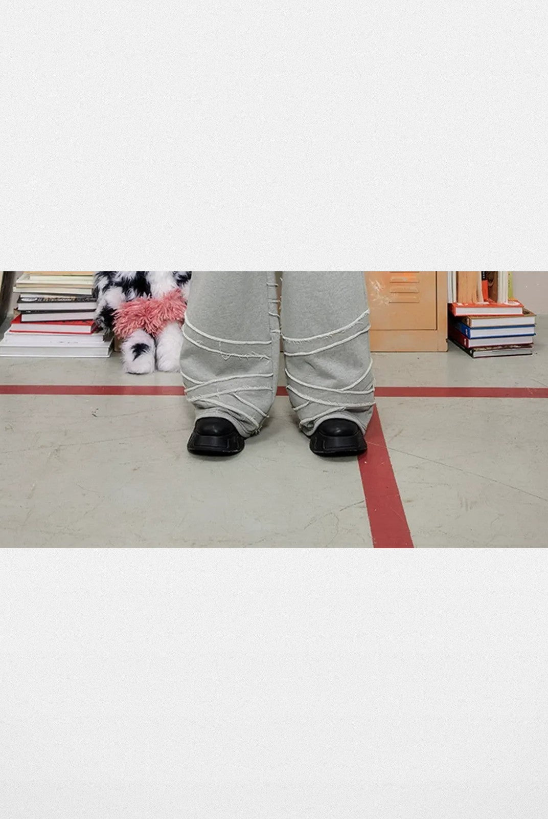 CFIERCE Cross Print Wide Leg Sweatpants in Gray - On Model