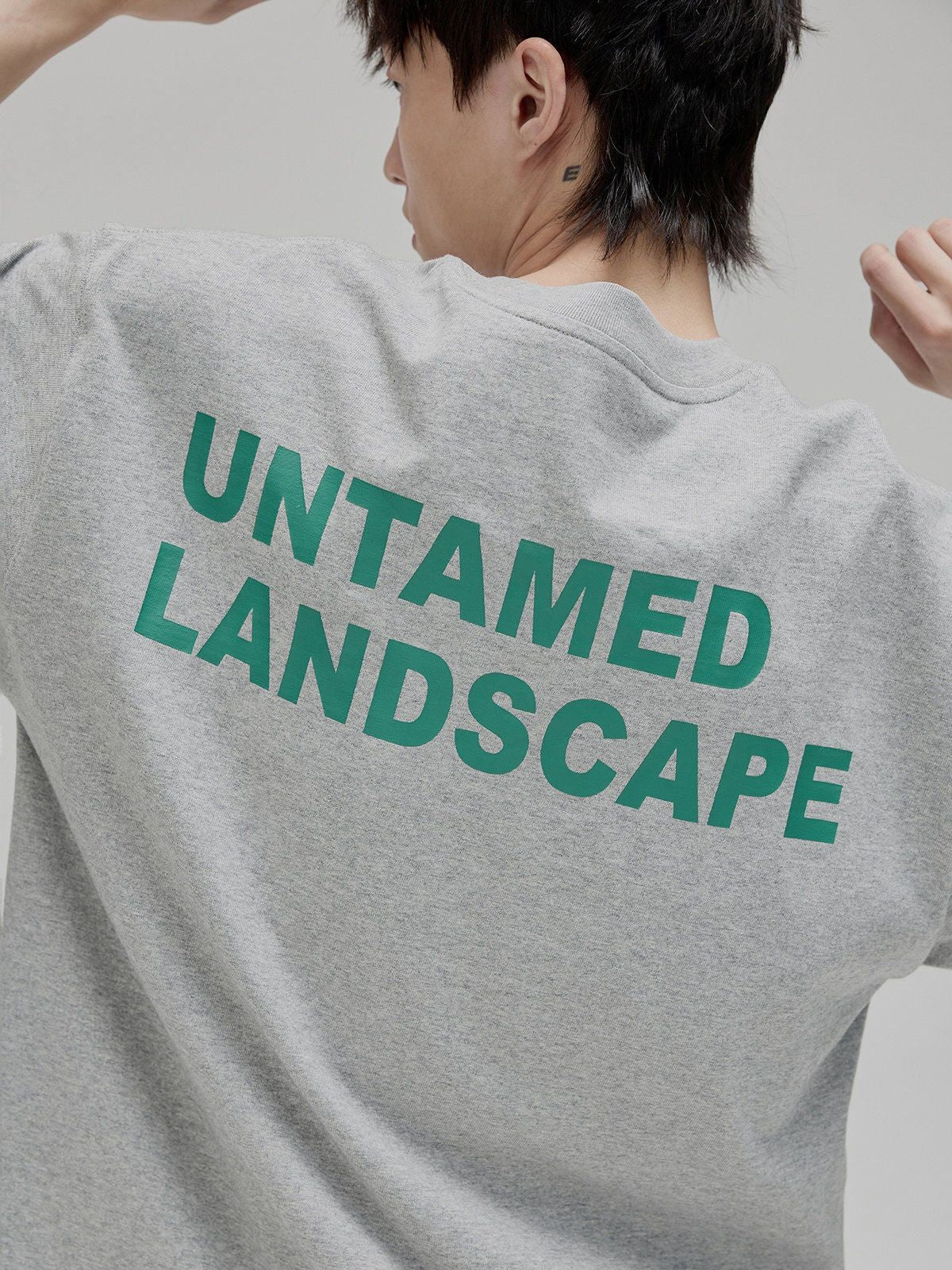 NANS Wilderness Parade Heavyweight T Shirt in Gray - On Model