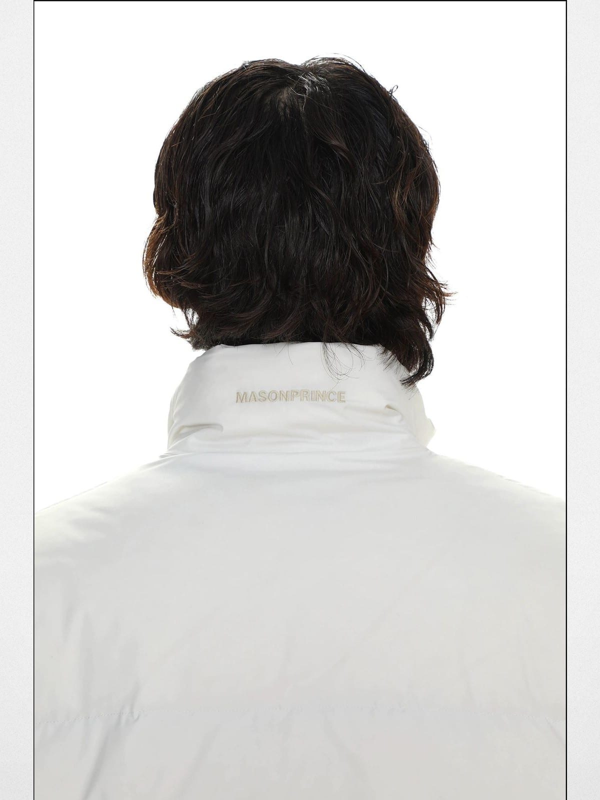 MasonPrince Cropped Down Puffer Jacket in White - On Male Model