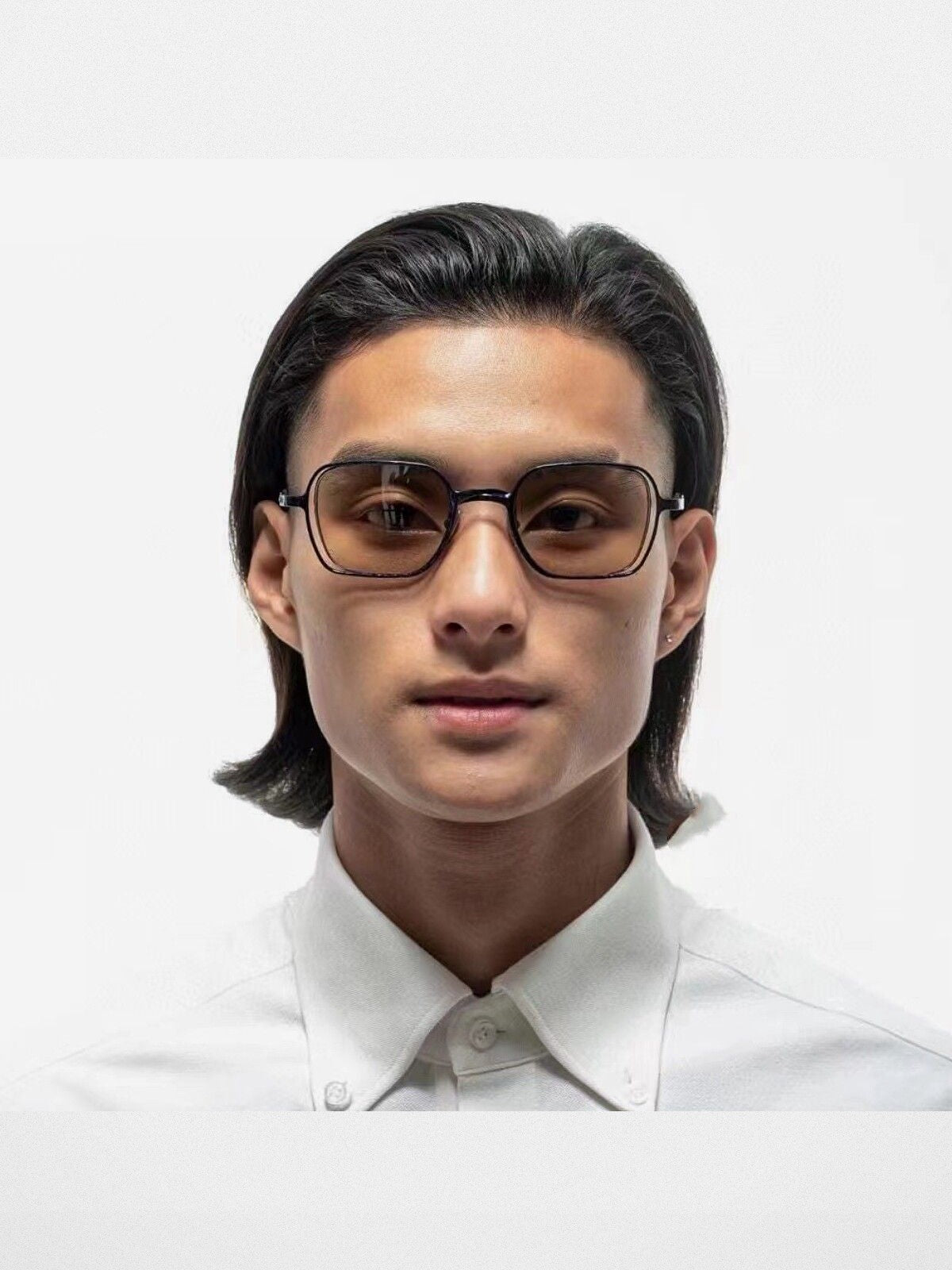 FUTURE UPDATE Hammered Titanium Sunglasses in Purple - On Male Model