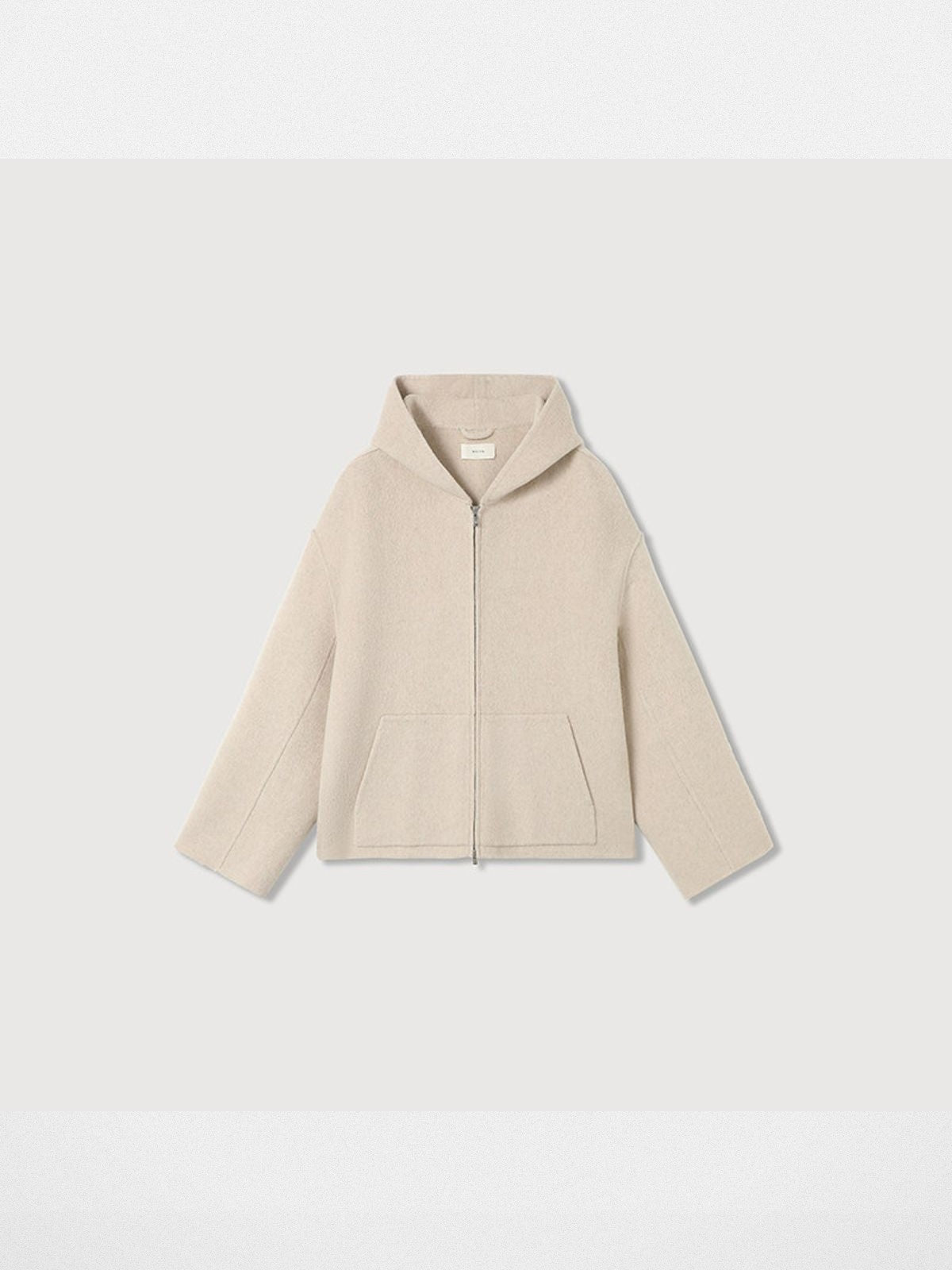 ROYA Cashmere Wool Hooded Short Coat in White