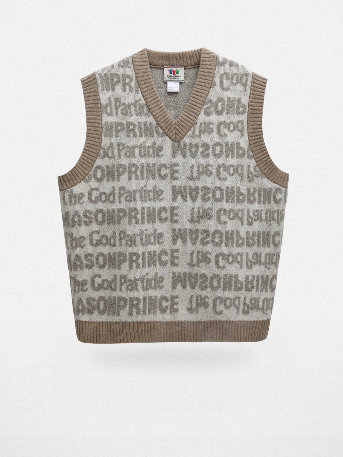 MASONPRINCE Embossed Pattern Wool Blend Vest in Beige #color_beige