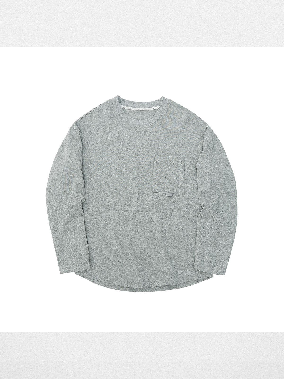 NANS Webbing Strap Pocket Long Sleeve Tee in Gray