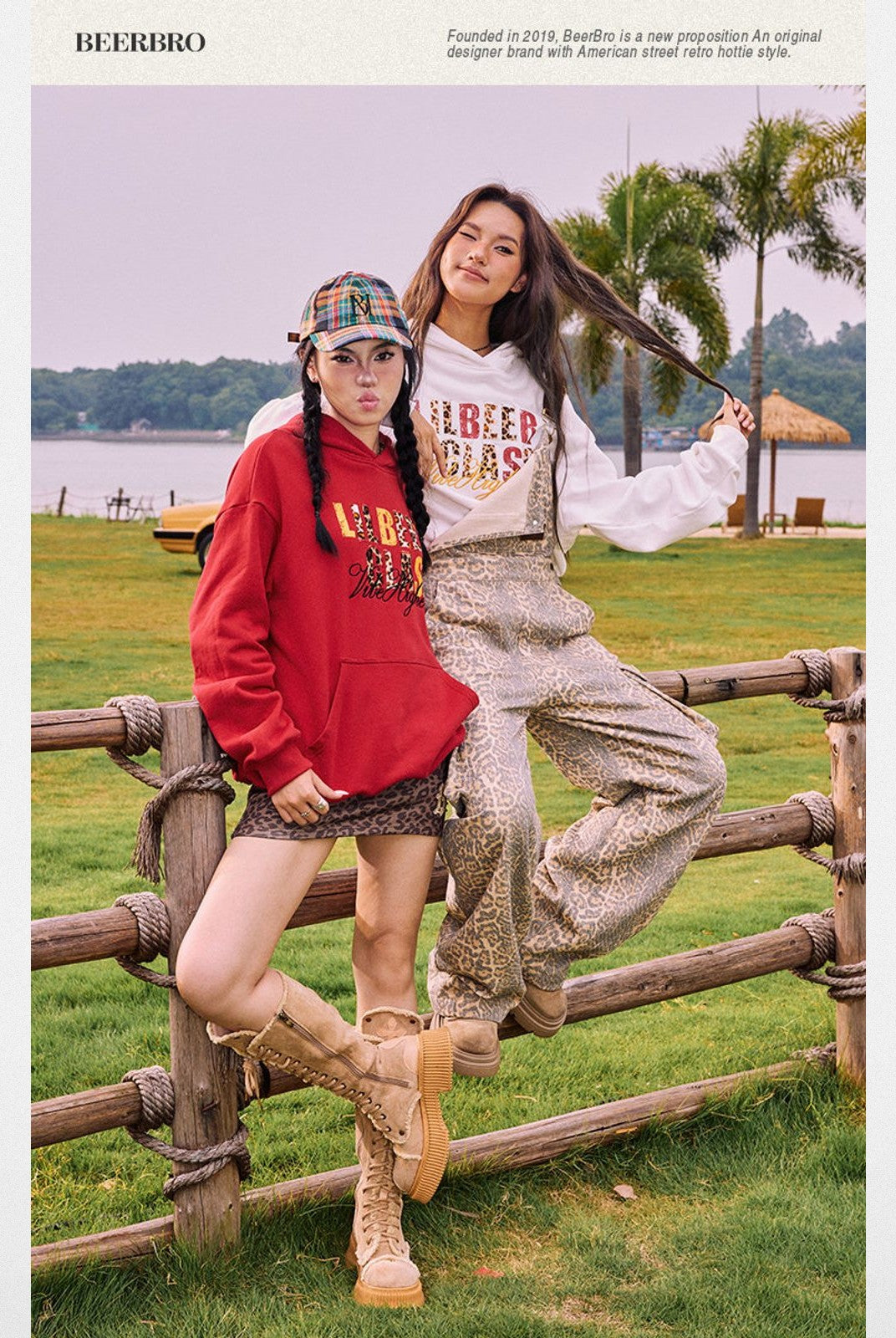 BeerBro Heavyweight Graphic Print Hoodie in White