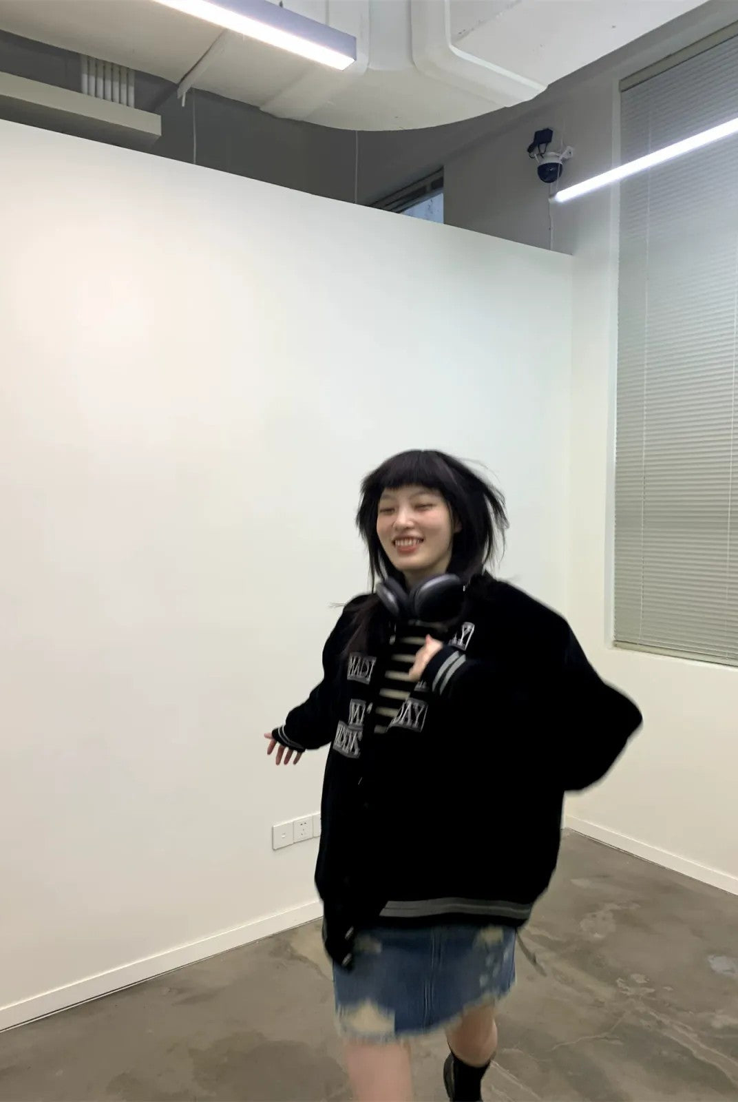 NeverSeez Velvet Corduroy Padded Varsity Jacket in Black