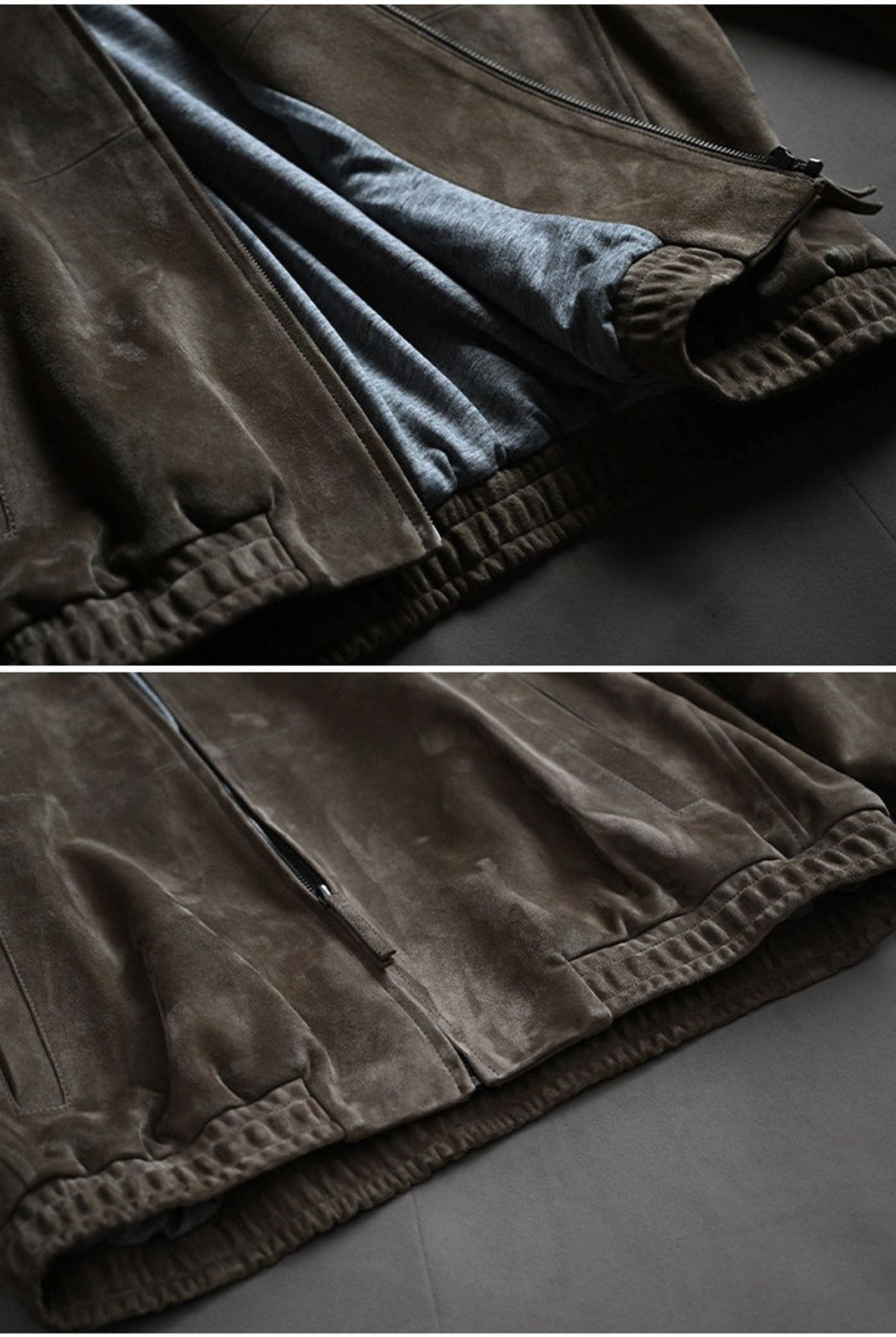 Roolrren Homme Wool Lined Ethiopian Sheepskin Jacket in Brown - Detail