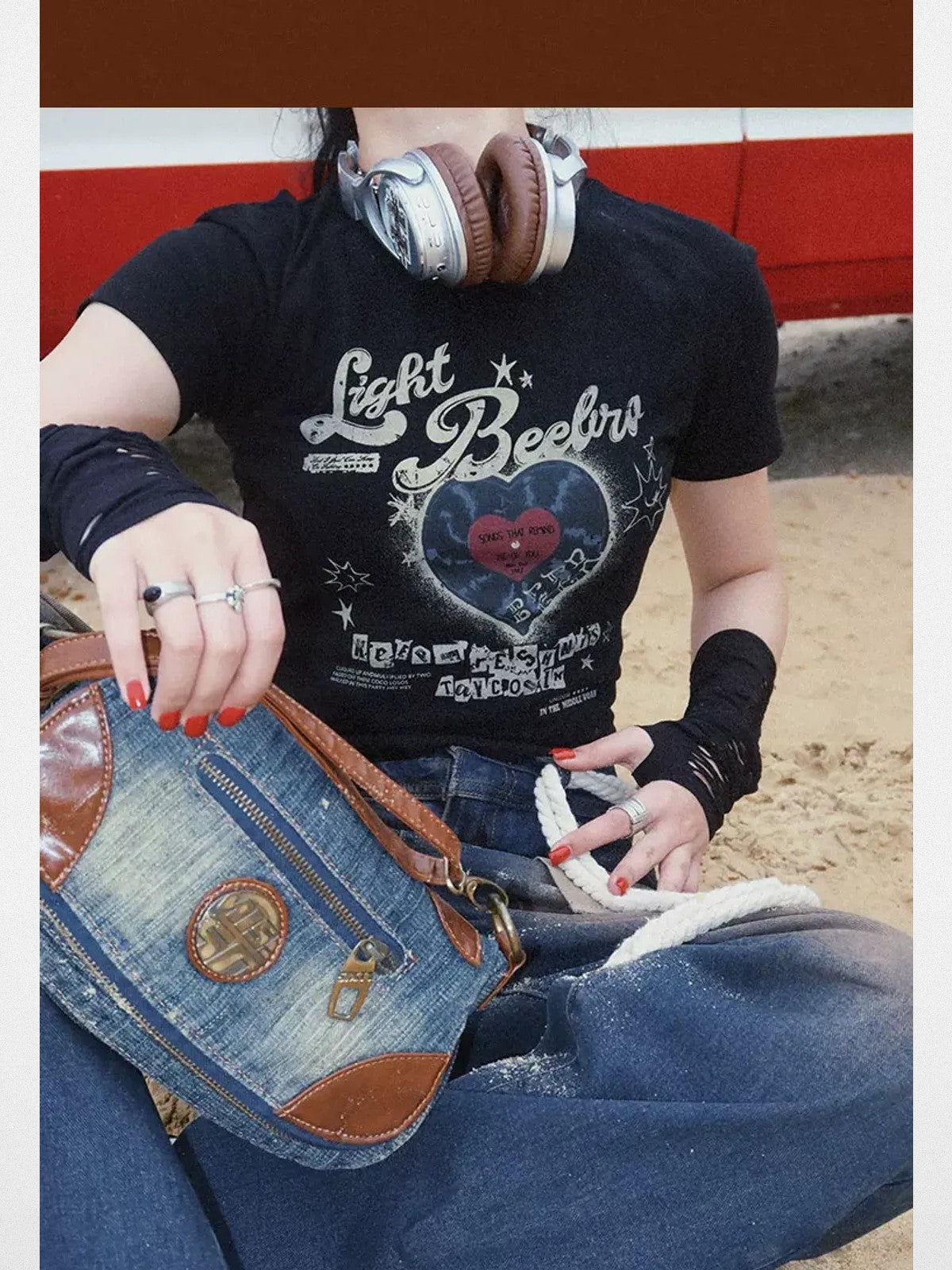 BeerBro Vinyl Print Cropped Baby Tee