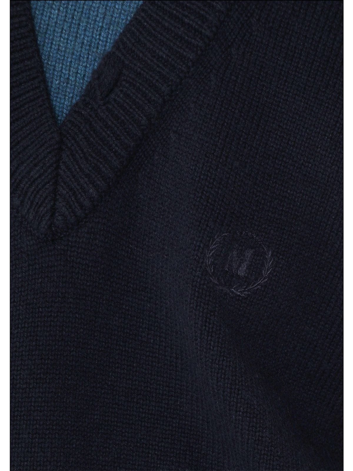 MasonPrince Mock Two Piece Wool Blend Sweater in Navy Blue - Detail