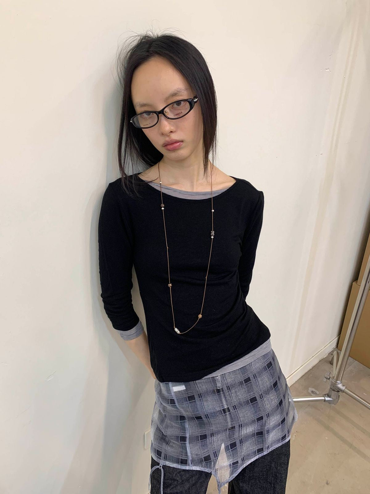 NeverSeez Tencel Wool Blend 3 4 Sleeve Top in Black - On Model