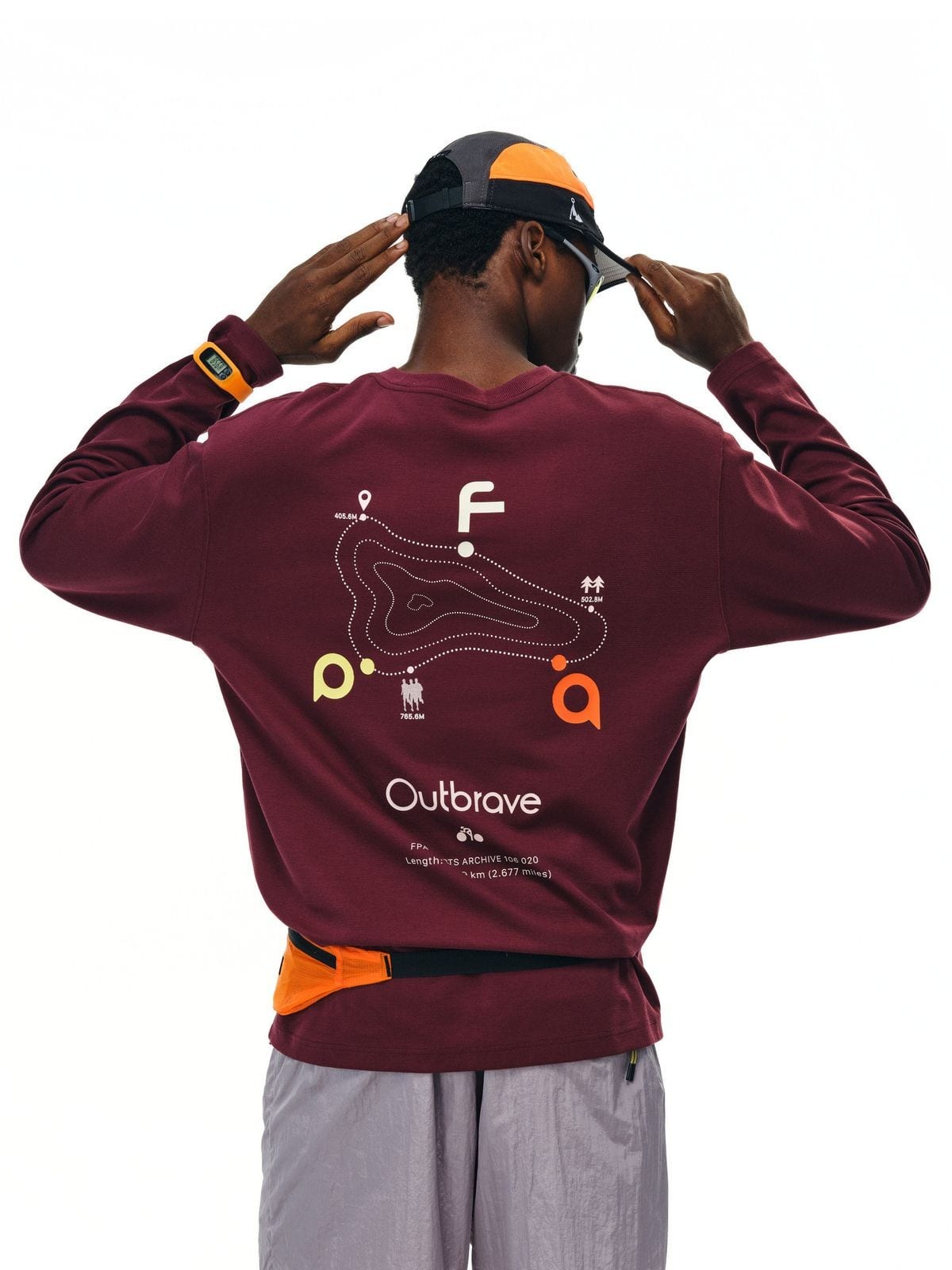 FPA Store Heavyweight Graphic Long Sleeve Tee in Burgundy - On Model
