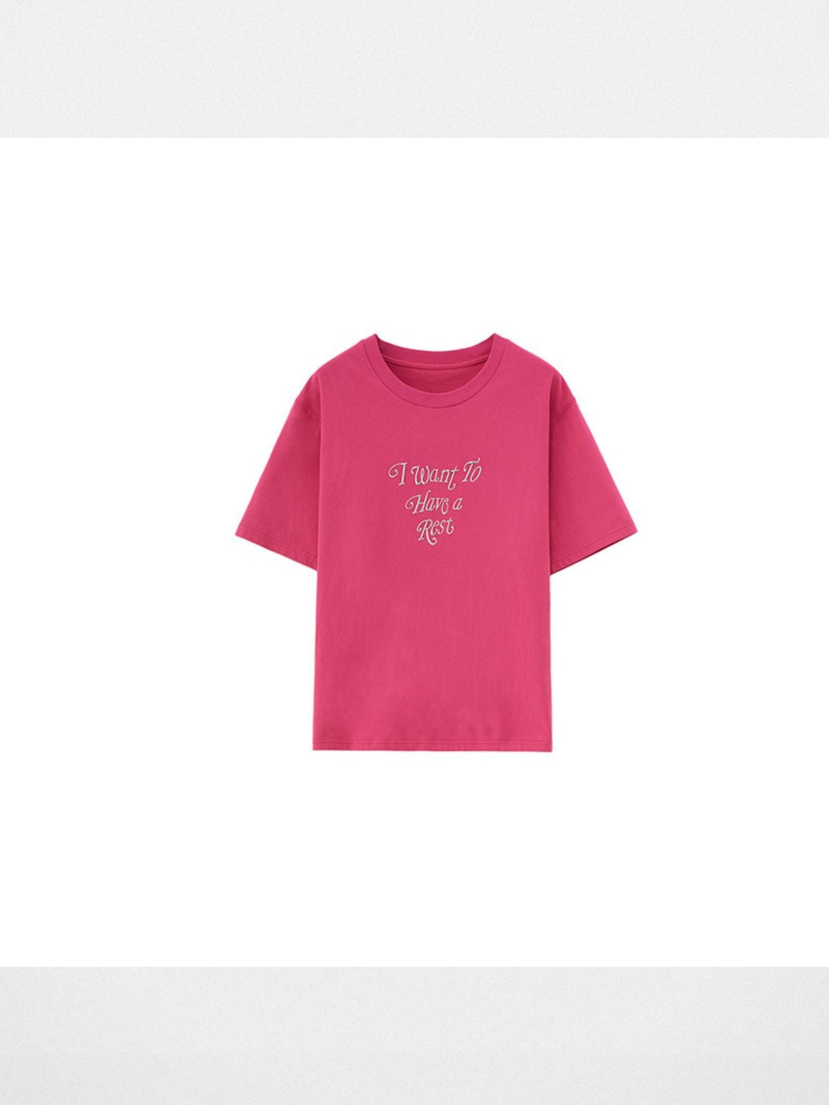 NeverSeez Embossed Script Cotton T Shirt in Hot Pink