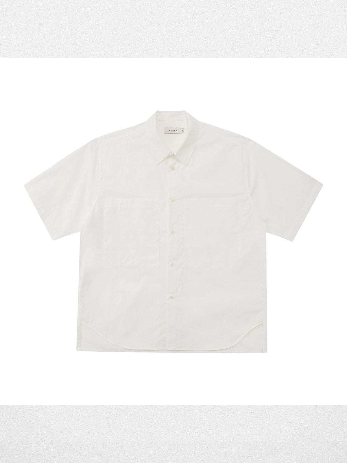 NANS Sand Washed Cotton Curved Hem Shirt in White